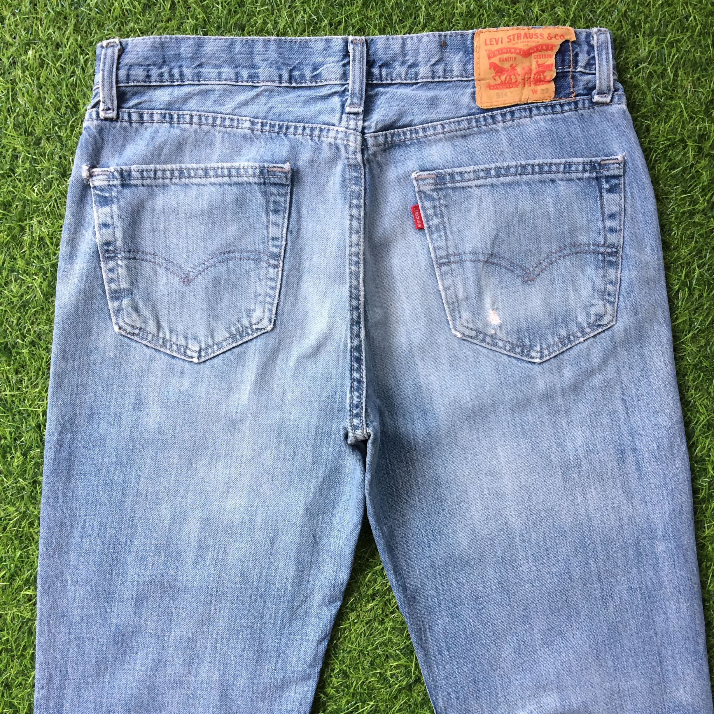 Levi's Vintage Levis 514 Distressed Jeans Light Wash Blue #B-755 Size US 33 - 4 Thumbnail