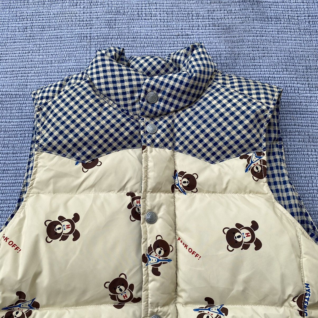 Hysteric Glamour × Japanese Brand × Vintage Hysteric Glamour Fuck Off Teddy Bear Puffer Vest Size US M / EU 48-50 / 2 - 2 Thumbnail