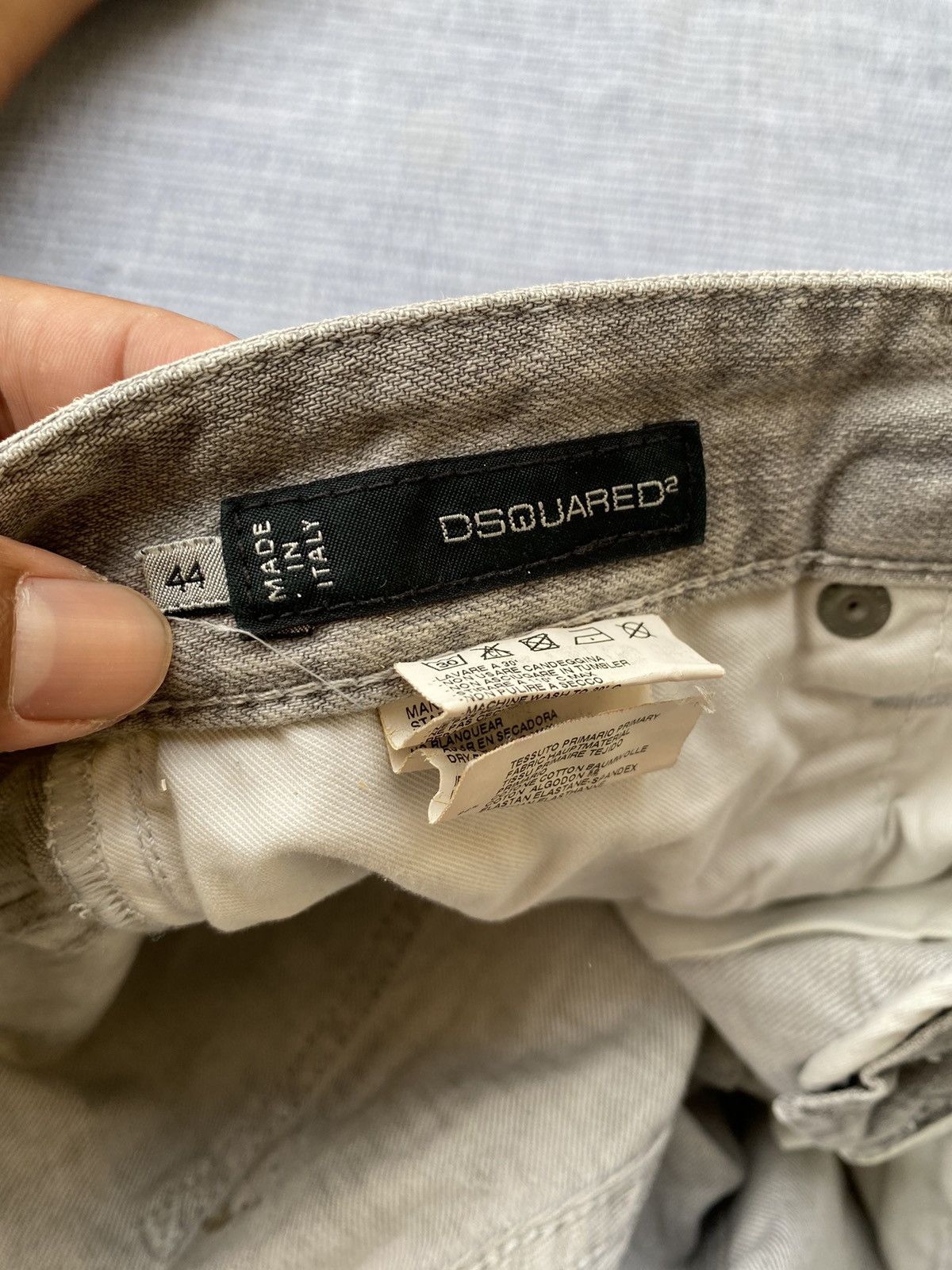 grey painted jeans