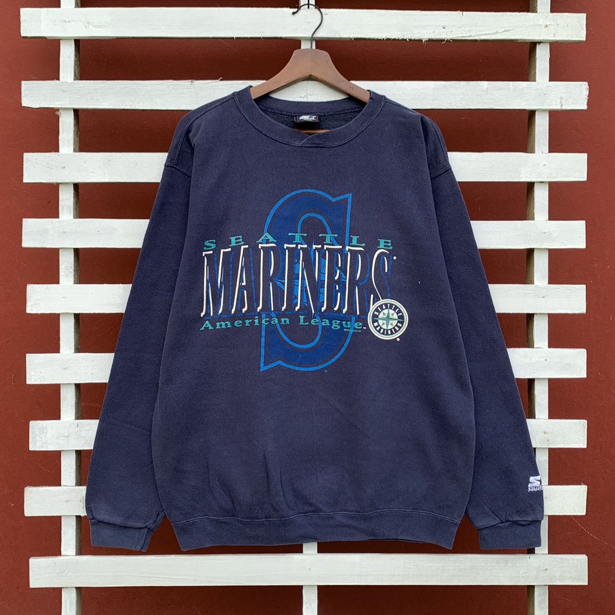 image of Vintage 90's Starter Mlb Seattle Mariners Sweatshirt Baseball in Blue, Men's (Size Medium)