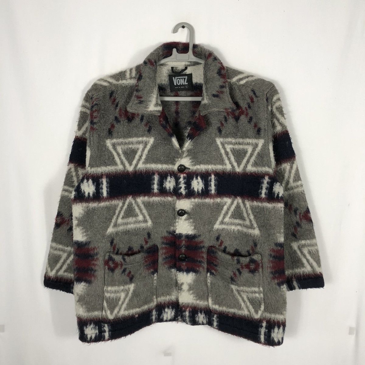 Japanese Brand Rare Vintage Vonz Navajo Indian Mohair Styles Fleece Jacket Size US M / EU 48-50 / 2 - 1 Thumbnail