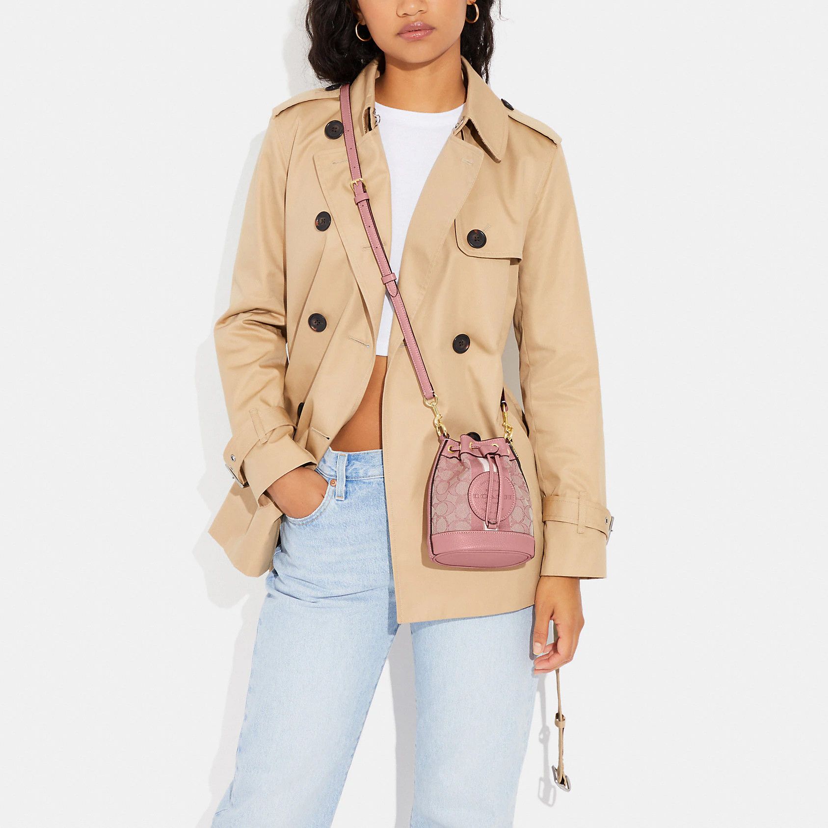 Coach Mini Dempsey Bucket Bag In Signature Jacquard With Stripe Size ONE SIZE - 8 Thumbnail