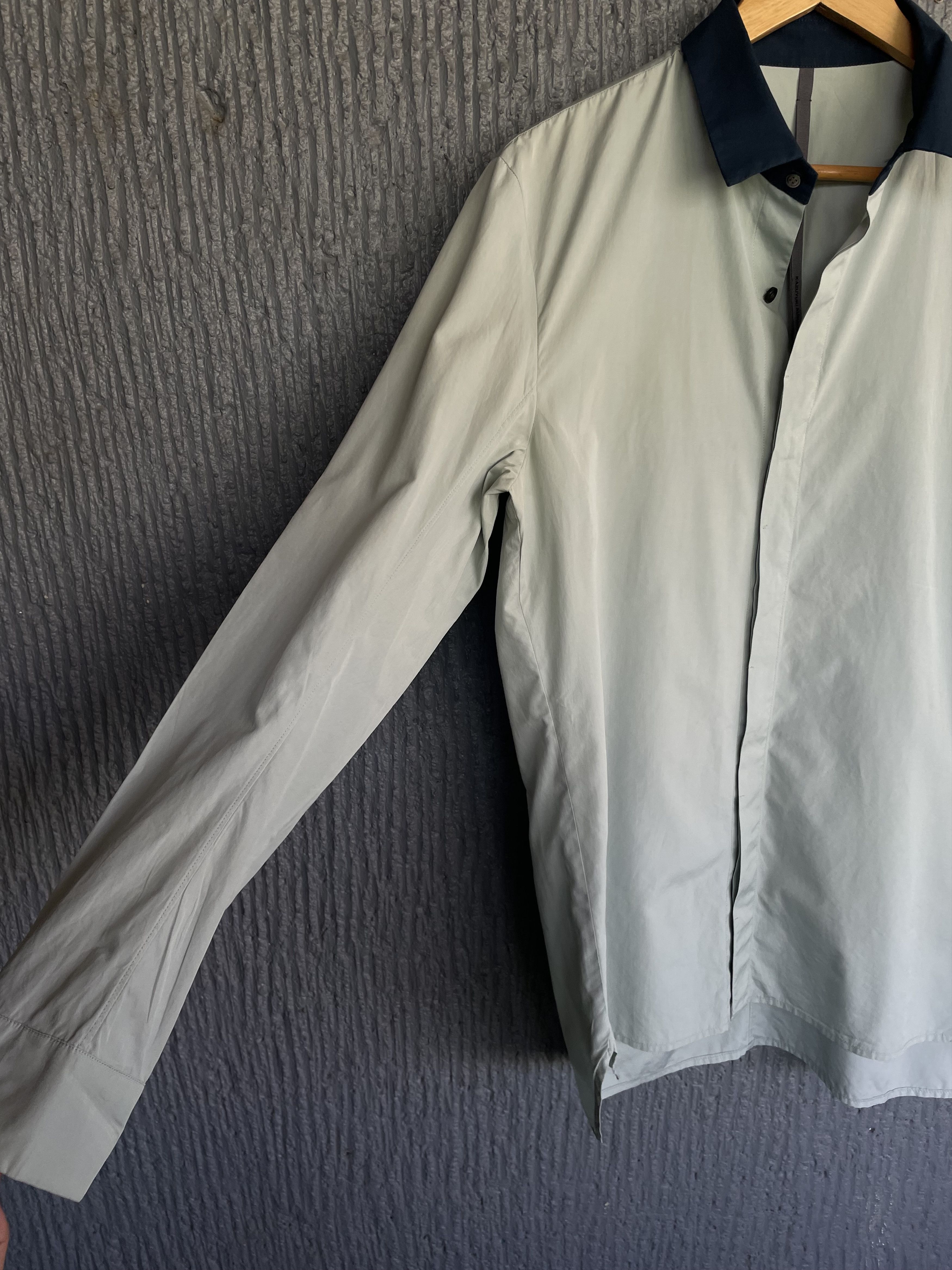 Japanese Brand Kazuyuki Kumagai Attachment Blue Collar Button Up Size US XL / EU 56 / 4 - 2 Thumbnail