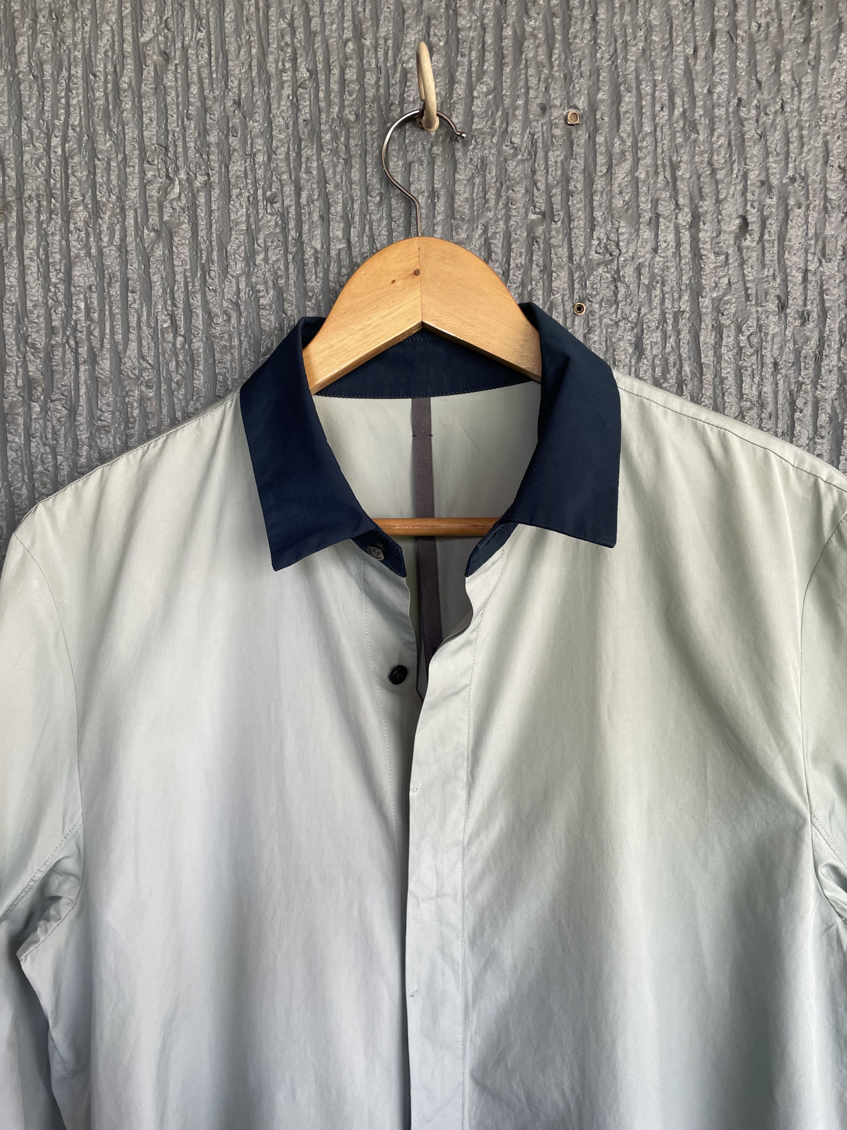 Japanese Brand Kazuyuki Kumagai Attachment Blue Collar Button Up Size US XL / EU 56 / 4 - 4 Thumbnail