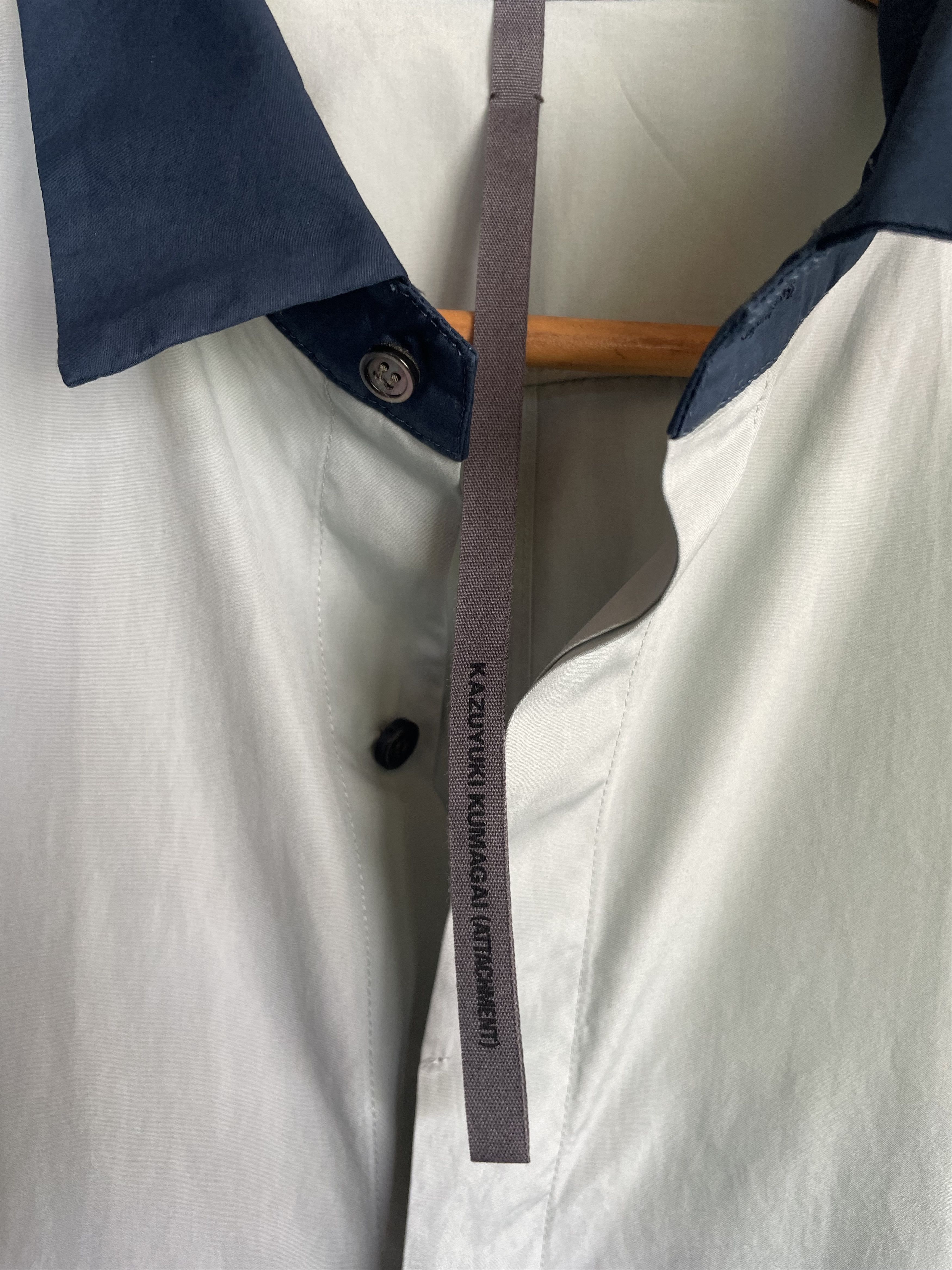 Japanese Brand Kazuyuki Kumagai Attachment Blue Collar Button Up Size US XL / EU 56 / 4 - 6 Thumbnail