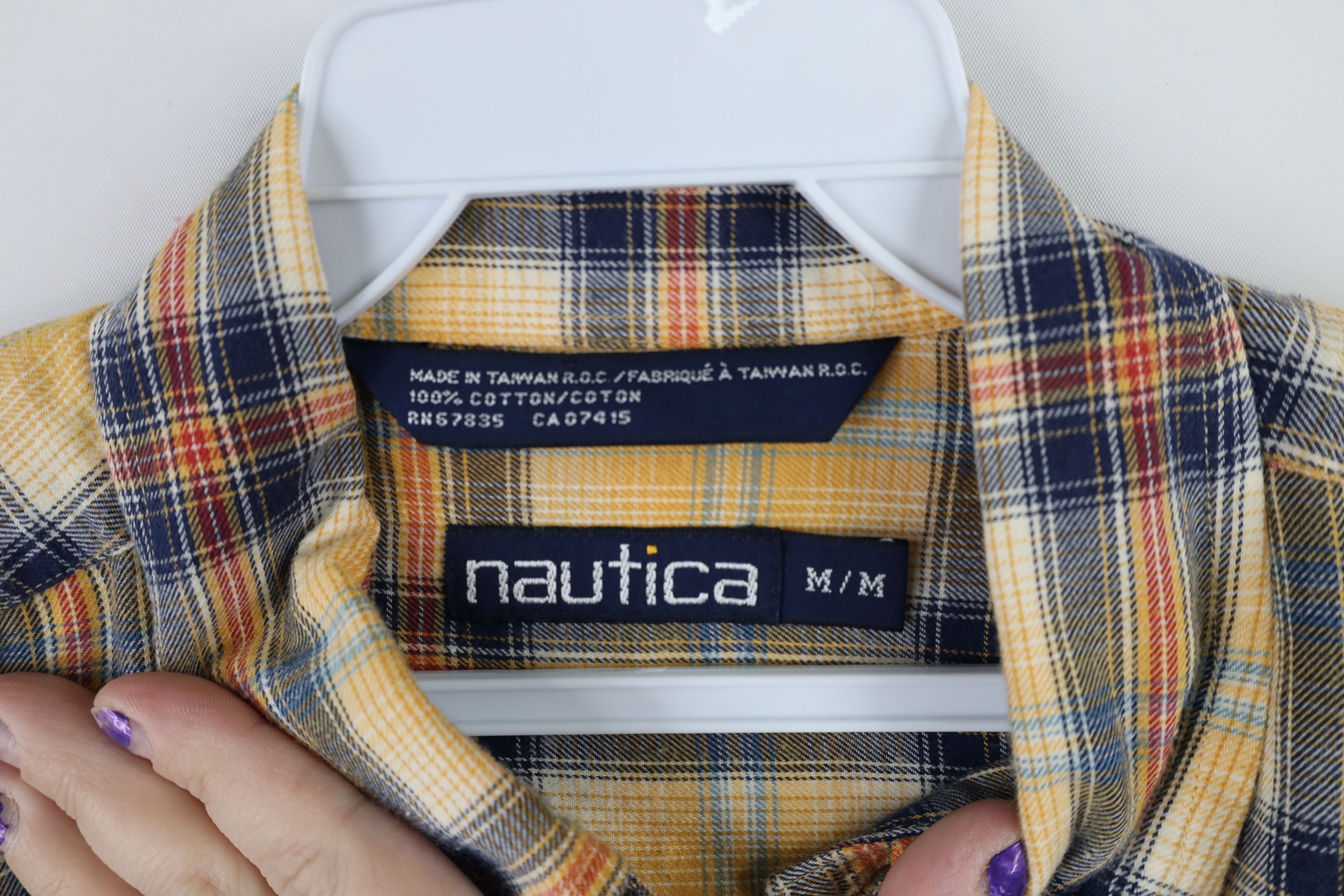 Vintage Vintage 90s Nautica Collared Button Shirt Plaid Cotton Size US M / EU 48-50 / 2 - 4 Thumbnail