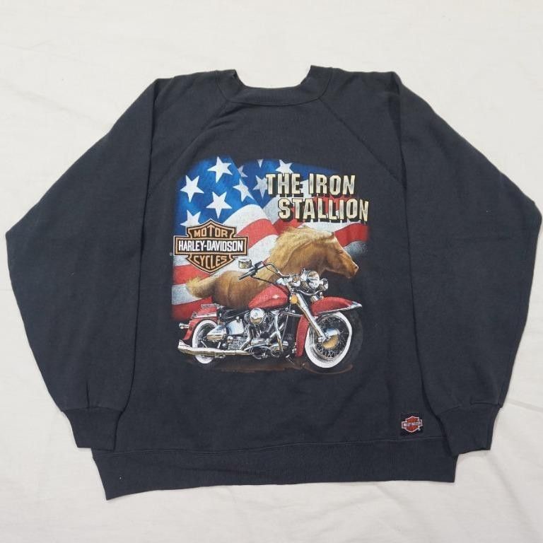 Harley Davidson × Indian Motorcycle × Vintage 90's Harley-Davidson "The Iron Stallion" Sweater MADE IN USA Size US XL / EU 56 / 4 - 1 Thumbnail