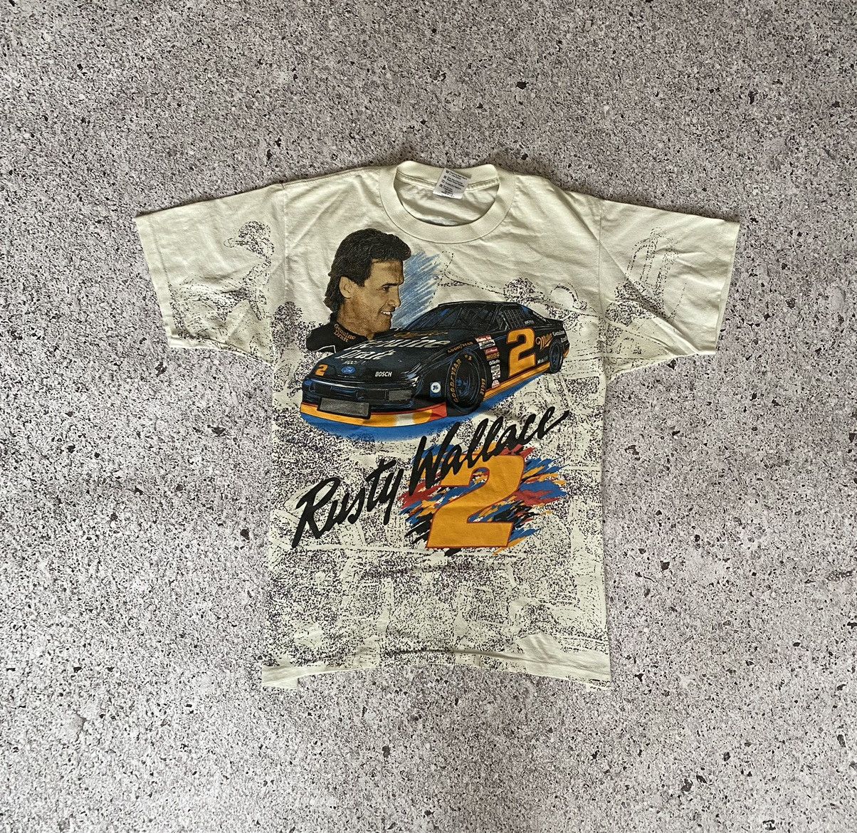 Vintage Rusty Wallace NASCAR the cool one AOP t-shirt 1994