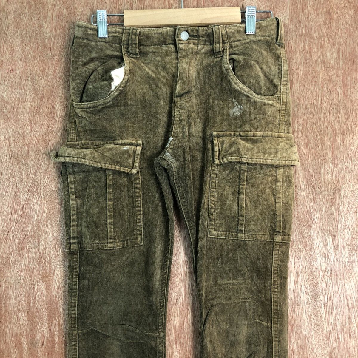 Japanese Brand DLL Back Number Brown Conduroy Multipocket Denim Pants #c223 Size US 26 / EU 42 - 2 Thumbnail