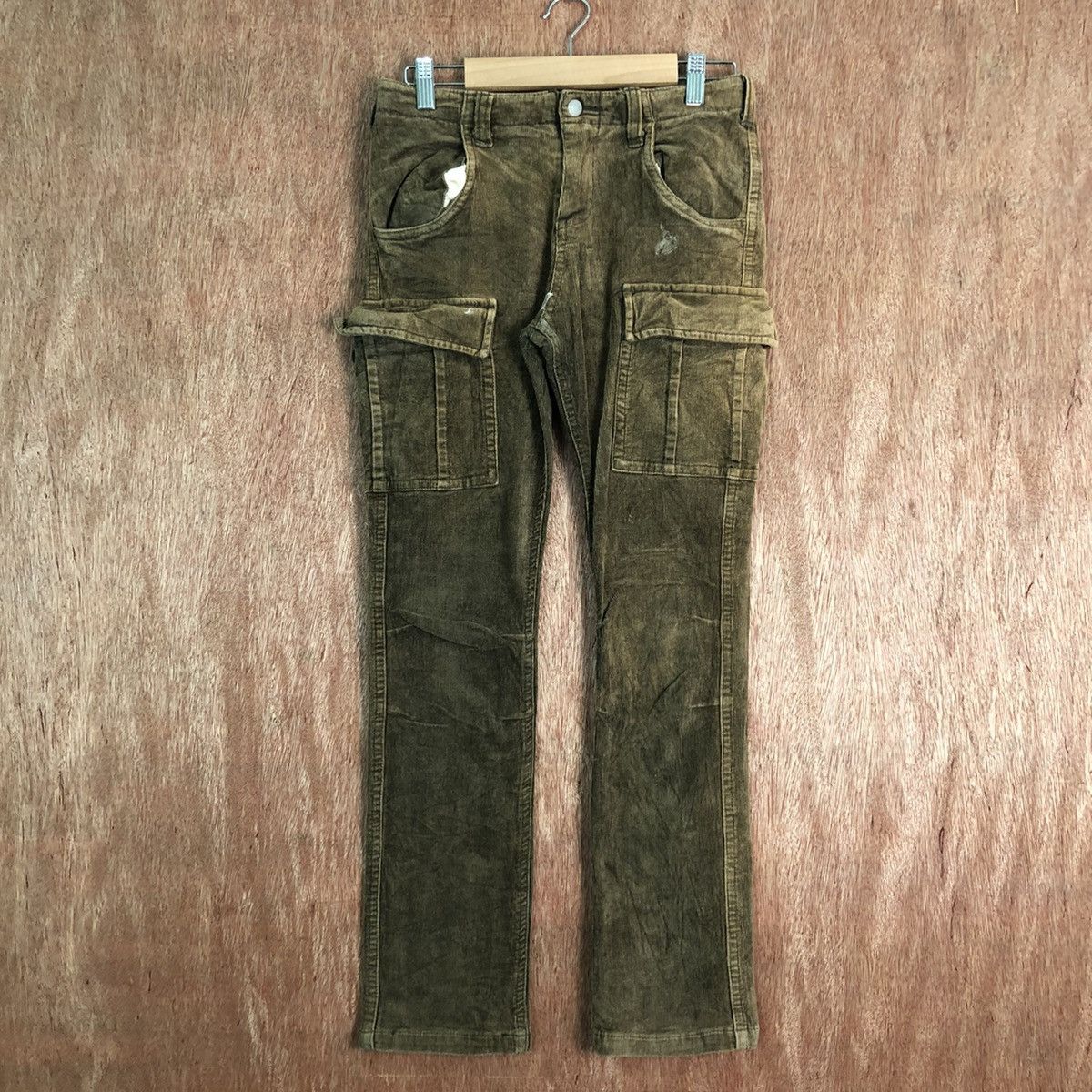 Japanese Brand DLL Back Number Brown Conduroy Multipocket Denim Pants #c223 Size US 26 / EU 42 - 1 Thumbnail