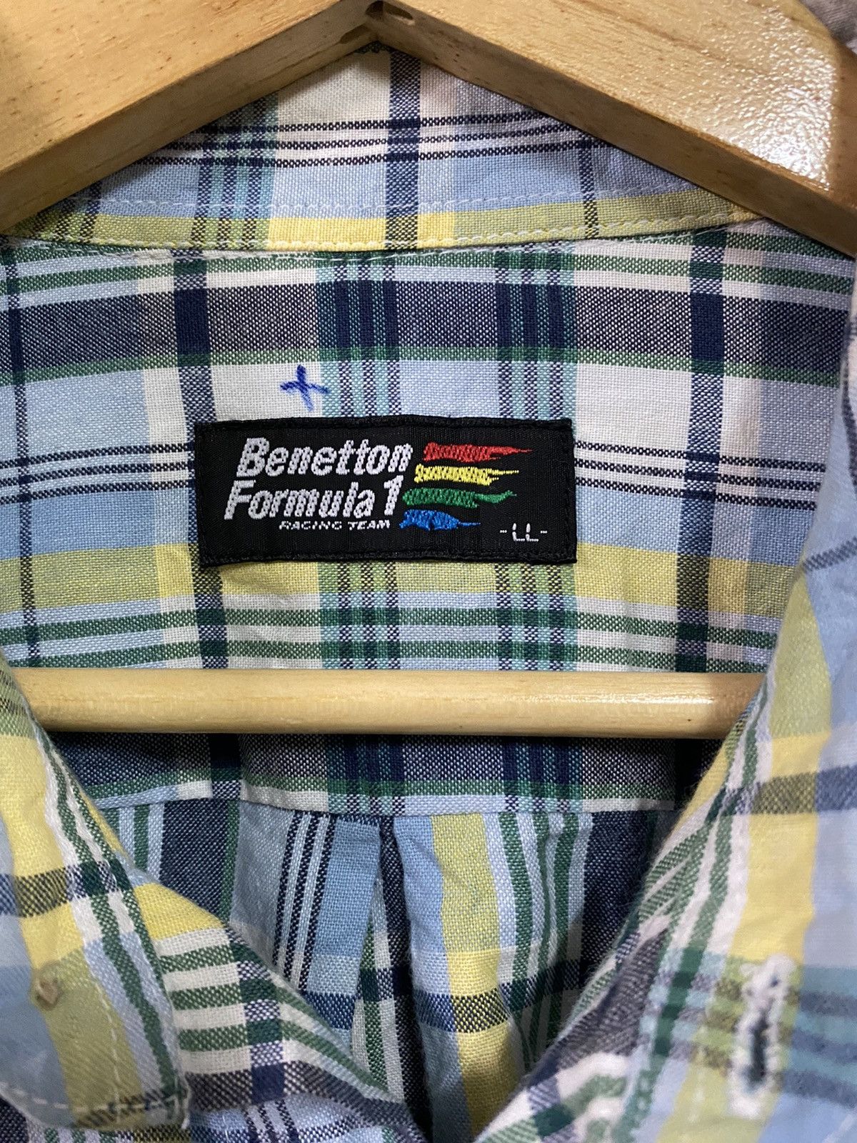 Benetton Vintage Benetton Formula 1 Flannel Single Pocket Plaid Size US XL / EU 56 / 4 - 3 Thumbnail