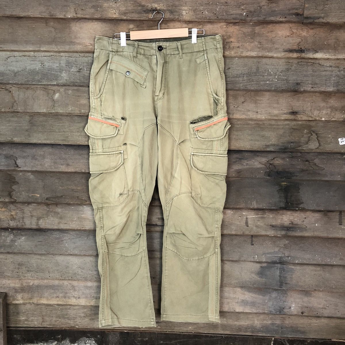 DL Avirex distressed multipocket Green Cargo Pants #6933