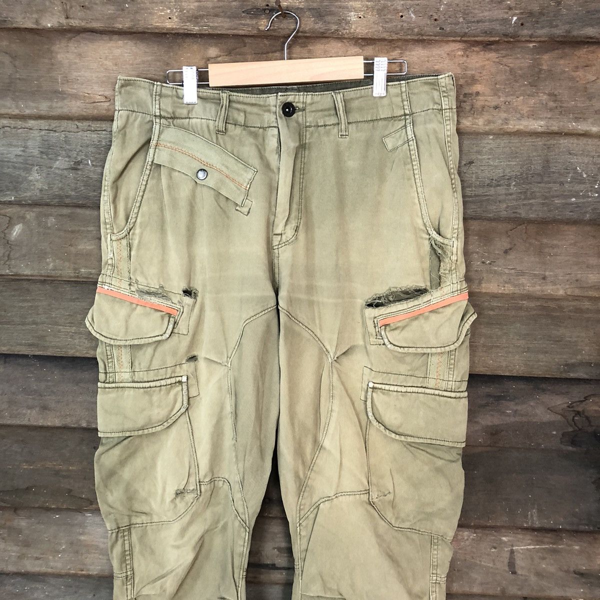 Avirex DL Avirex ripped multipocket Green Cargo Pants #6933 Size US 33 - 2 Thumbnail