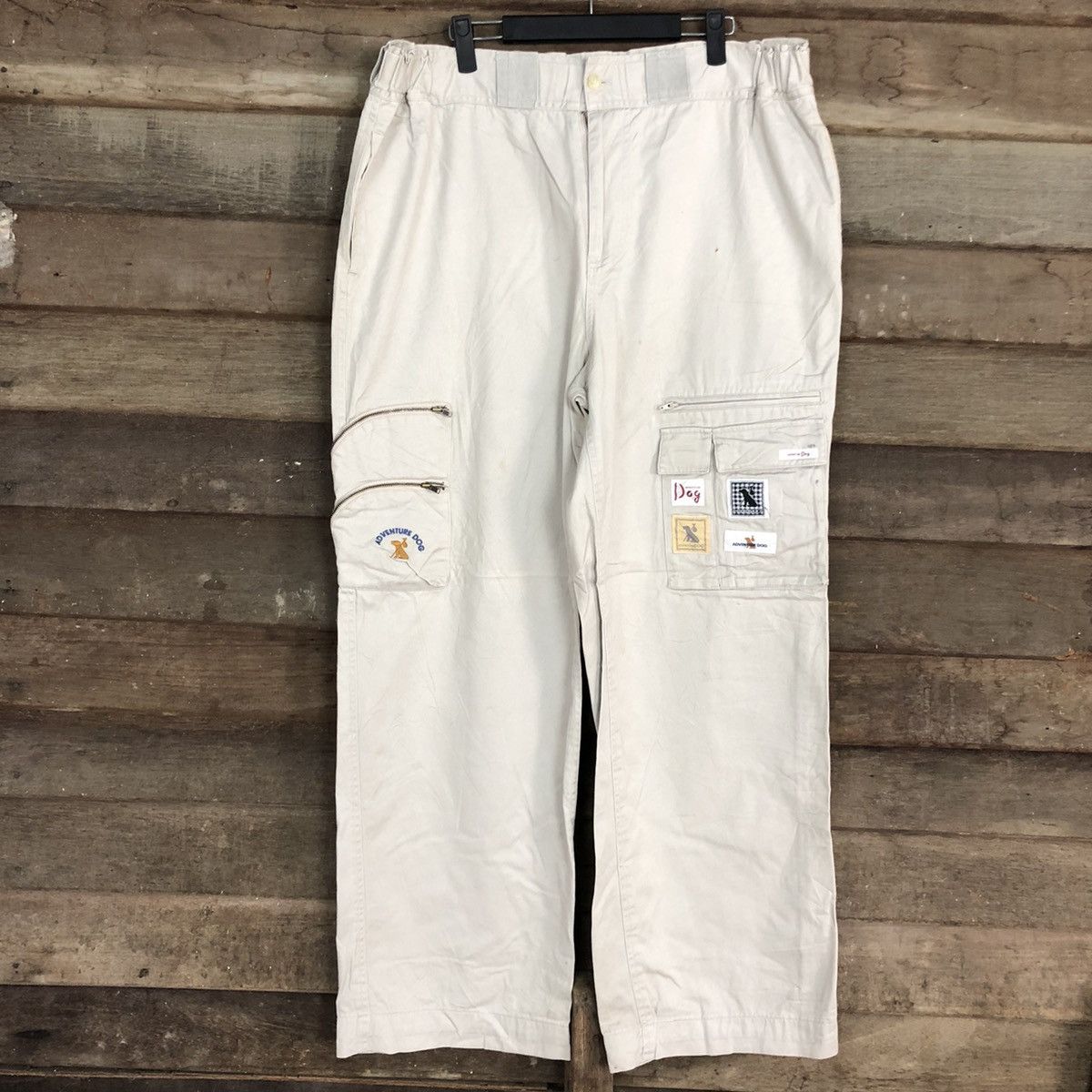 image of Vintage Advanture Dog Cream Multipocket Cargo Pants C697, Men's (Size 34)