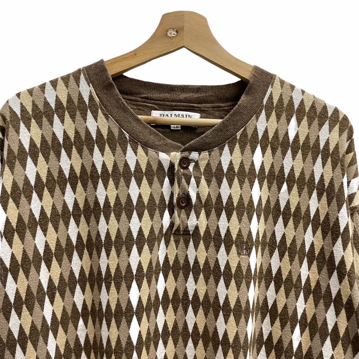 Pierre Balmain × Vintage 💥 90s Balmain Paris Diamond Crewneck Nice Design Size US L / EU 52-54 / 3 - 2 Thumbnail