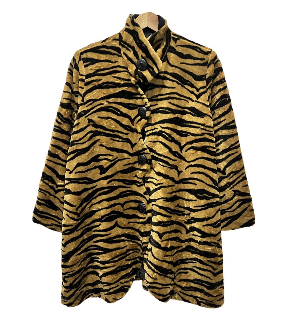 Tiger Faux Fur Button Coat