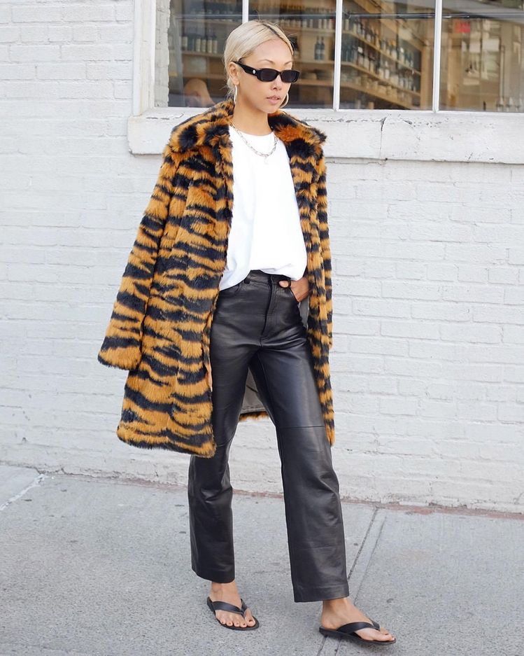 Tiger Faux Fur Button Coat