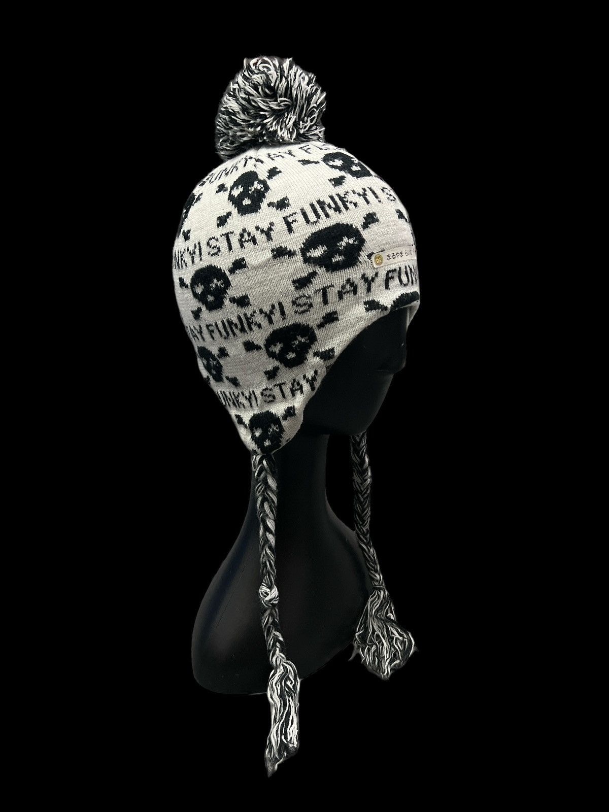Vintage SKULL FUNKYI STAY EAR FLAT BEANIE HAT Size ONE SIZE - 3 Thumbnail