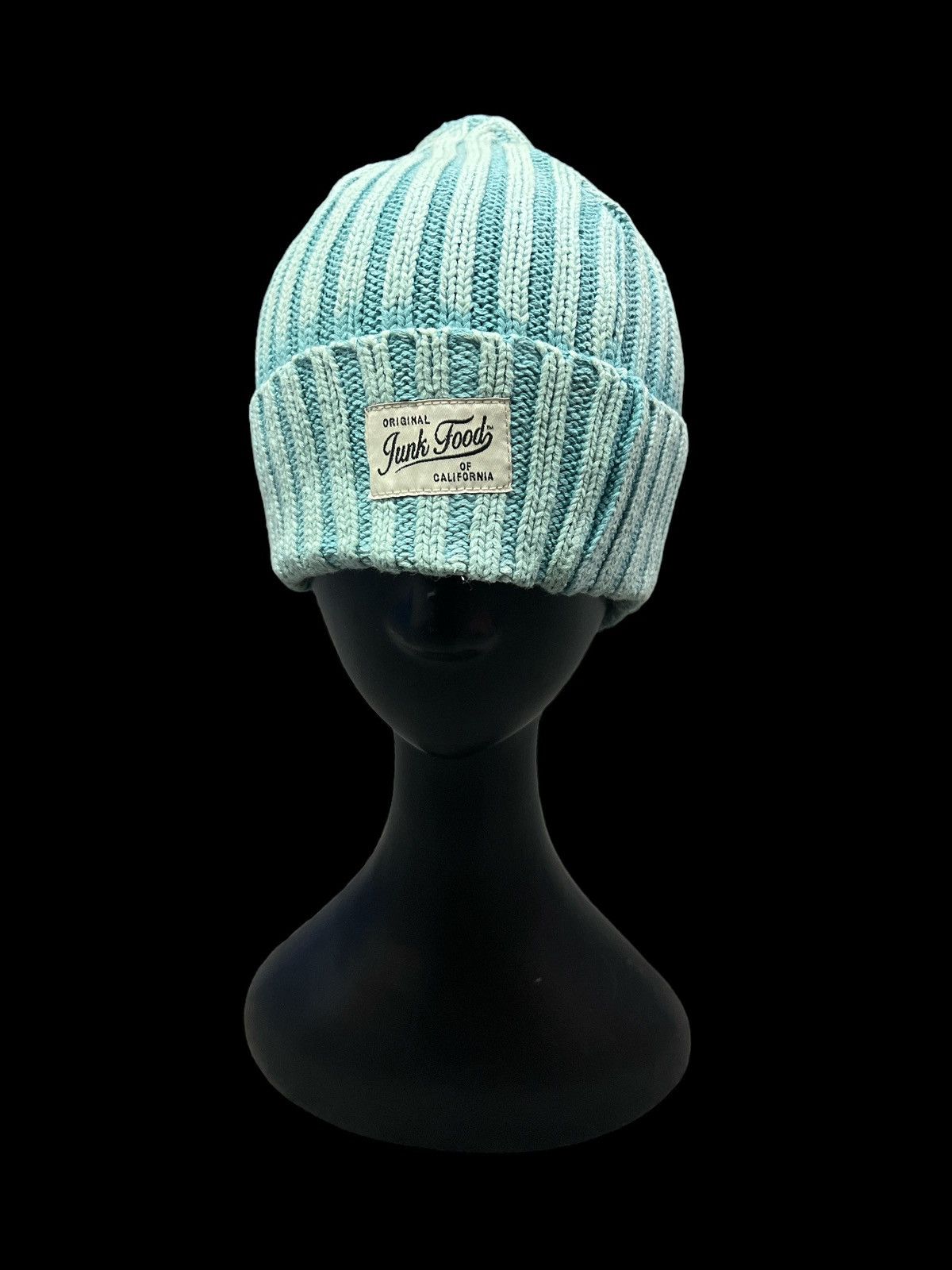 BLUE FADED BEANIE HAT SKATER BOY