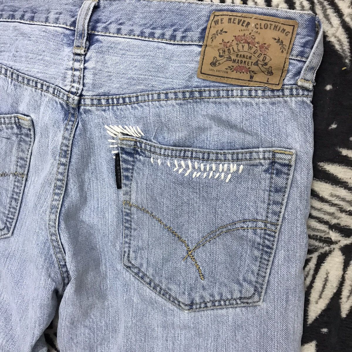 Blue Blue Japan × HOLLYWOOD RANCH MARKET × Le Grande Bleu (L.G.B.) 💥H.R MARKET DISTRESSED THRASHED DENIM JEAN Size US 32 / EU 48 - 8 Thumbnail