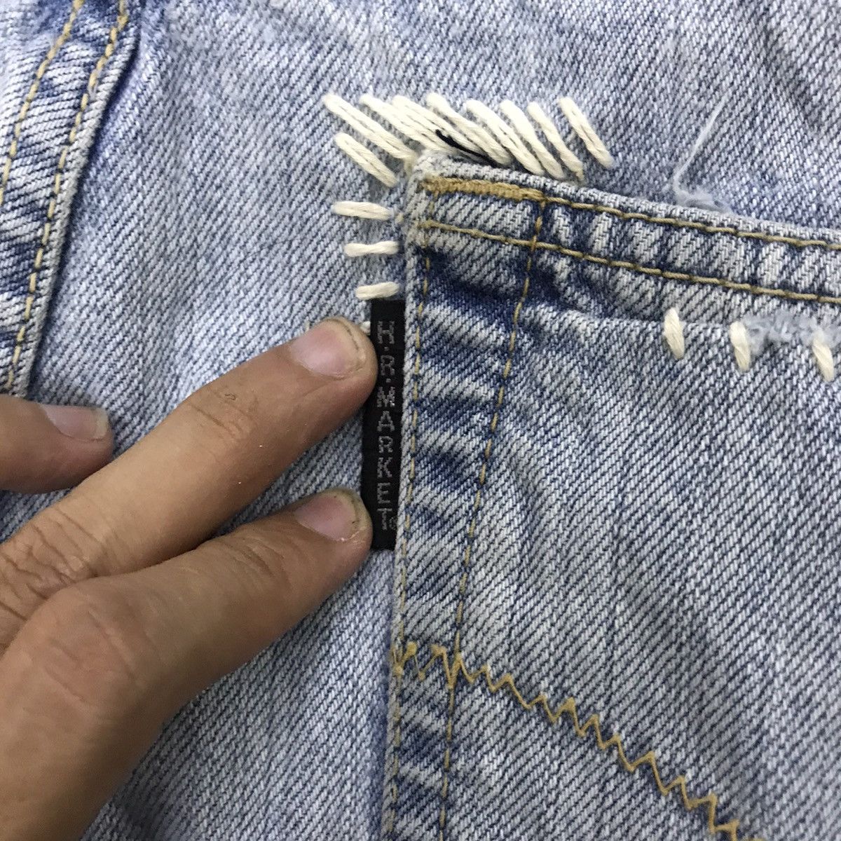 Blue Blue Japan × HOLLYWOOD RANCH MARKET × Le Grande Bleu (L.G.B.) 💥H.R MARKET DISTRESSED THRASHED DENIM JEAN Size US 32 / EU 48 - 9 Thumbnail
