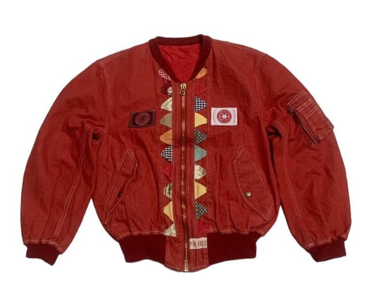 Japanese Brand × Karl Helmut × Pink House Vintage Pink House Japan red denim bomber jacket Size US M / EU 48-50 / 2 - 1 Thumbnail