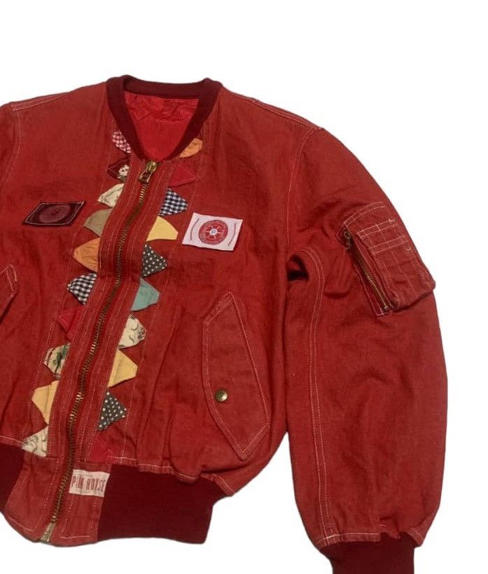 Japanese Brand × Karl Helmut × Pink House Vintage Pink House Japan red denim bomber jacket Size US M / EU 48-50 / 2 - 3 Thumbnail
