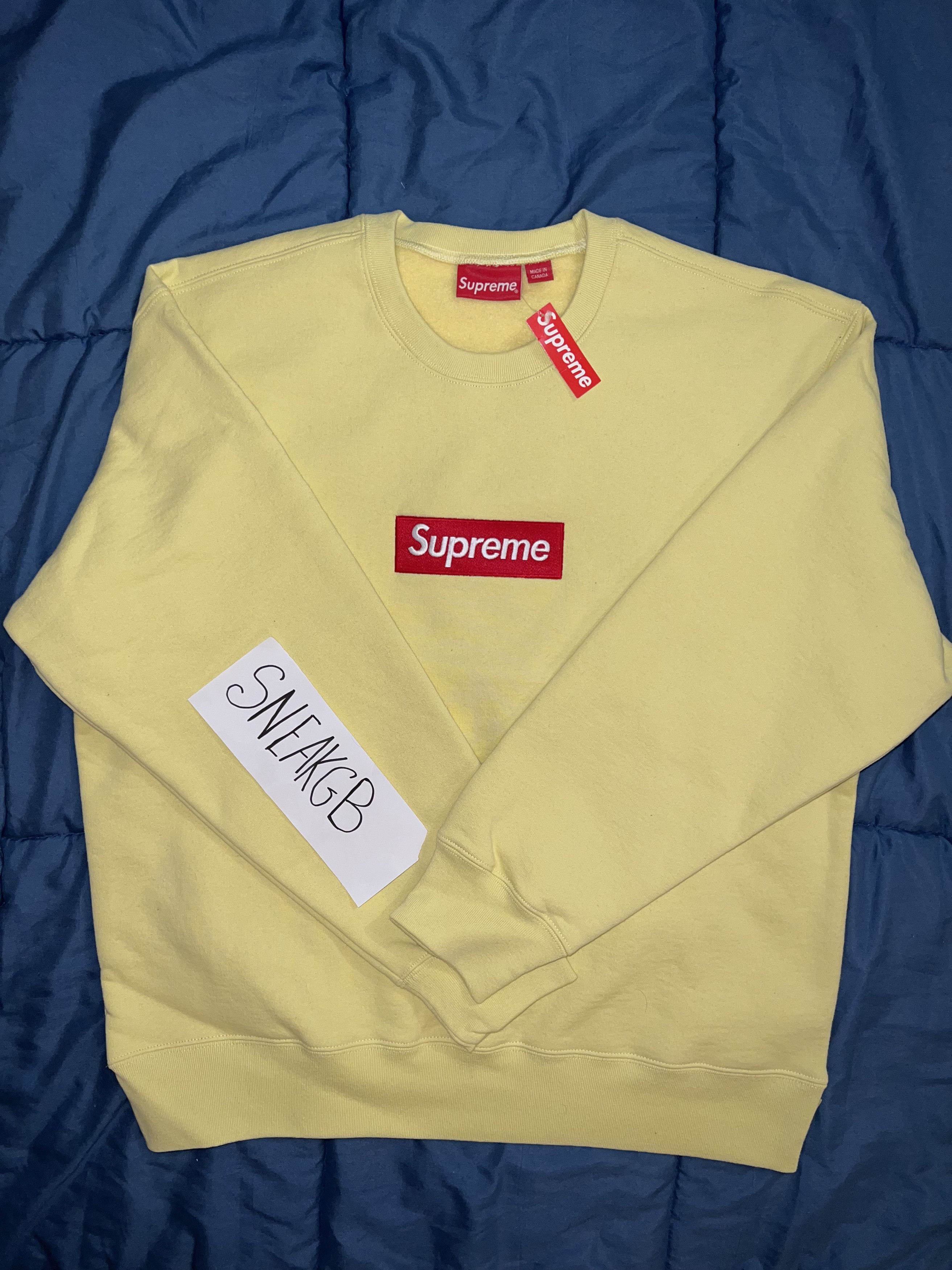 Supreme Supreme Box Logo Crewneck (FW22) Pale Yellow | Grailed