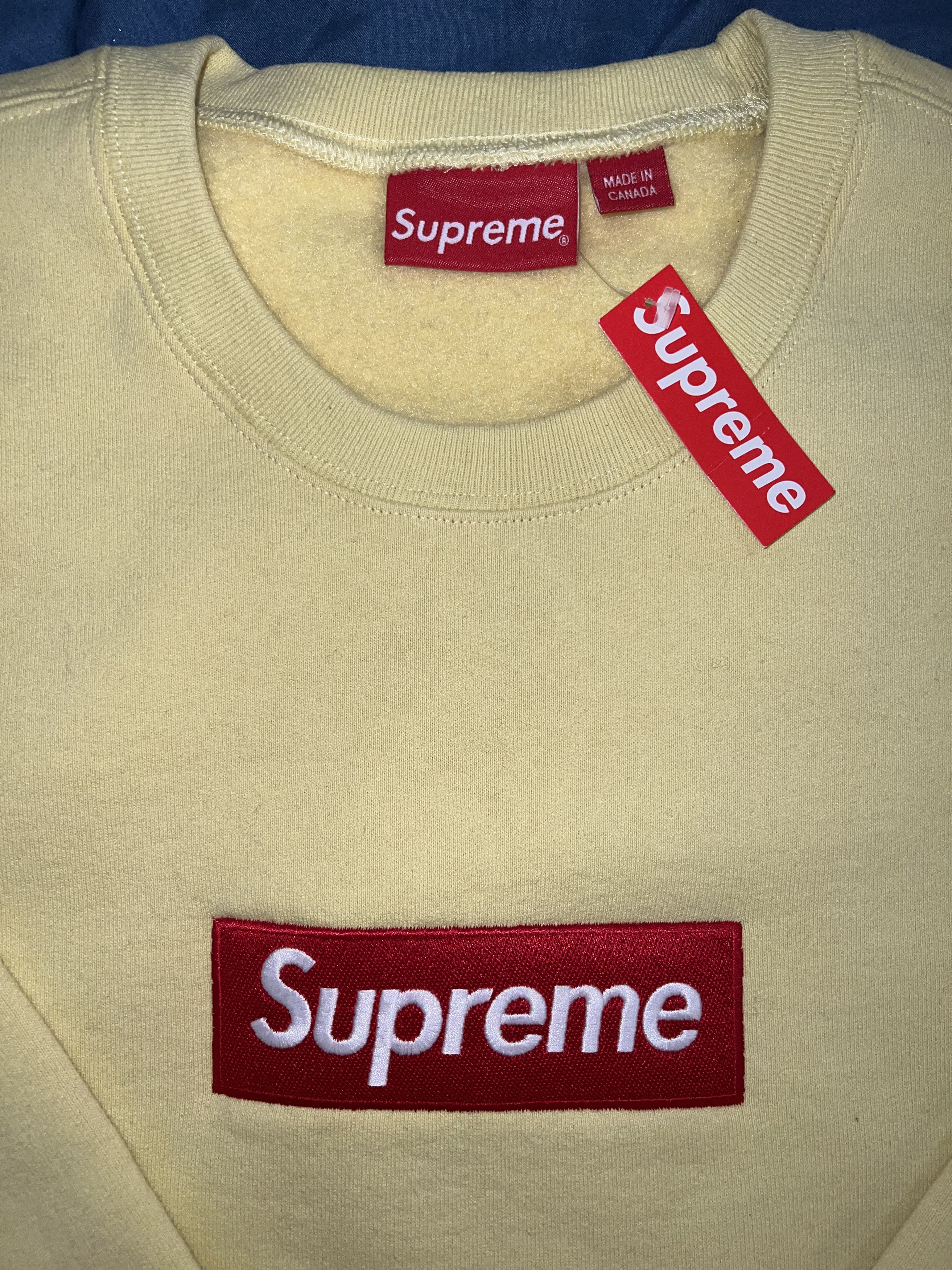 Supreme Supreme Box Logo Crewneck (FW22) Pale Yellow | Grailed