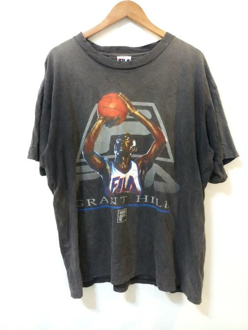 image of NBA x Vintage 90's Fila Grant Hill T Shirt in Faded Black, Men's (Size XL)