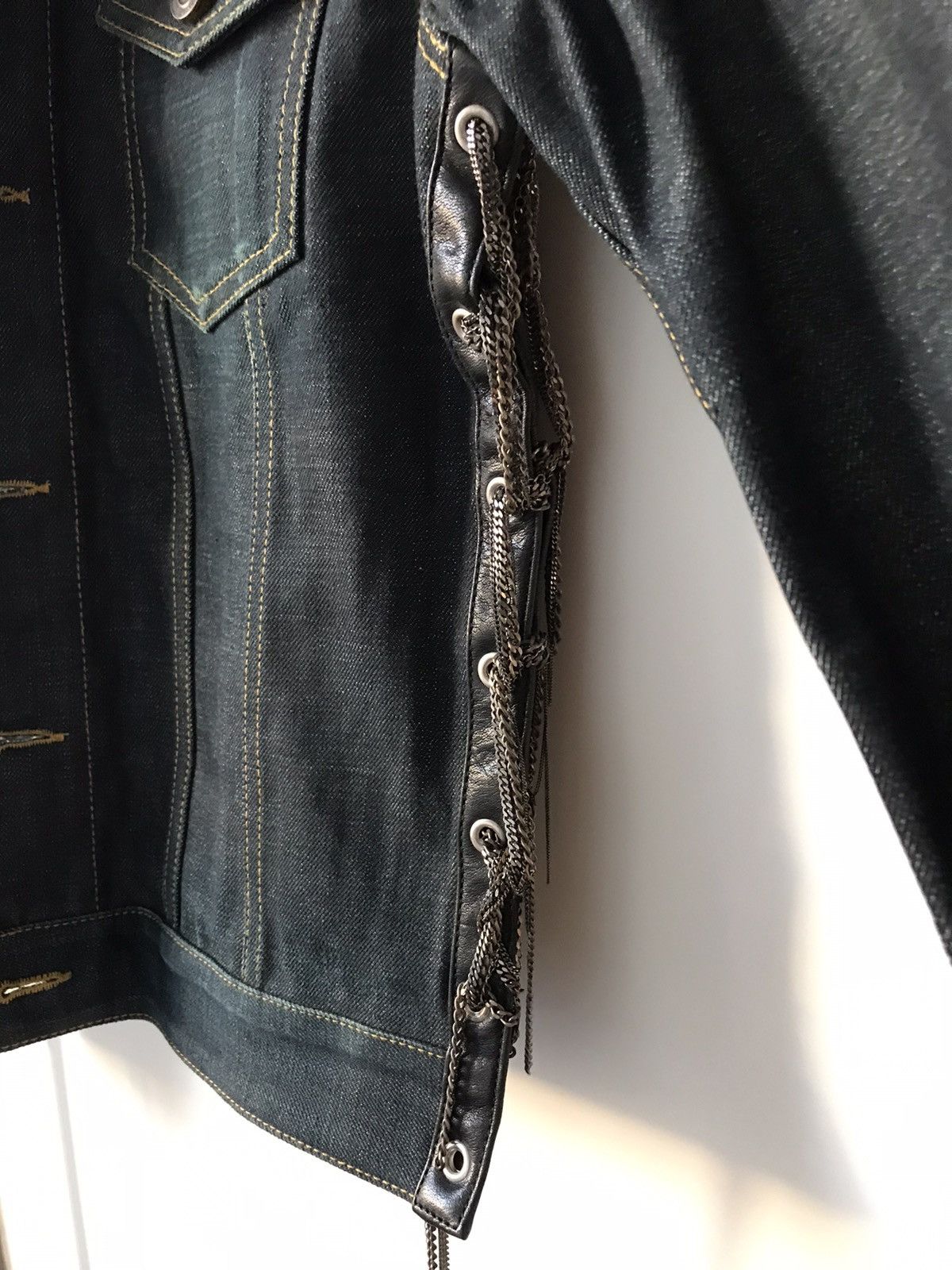 Saint Laurent Chain Lace Denim Jacket sz S AW14