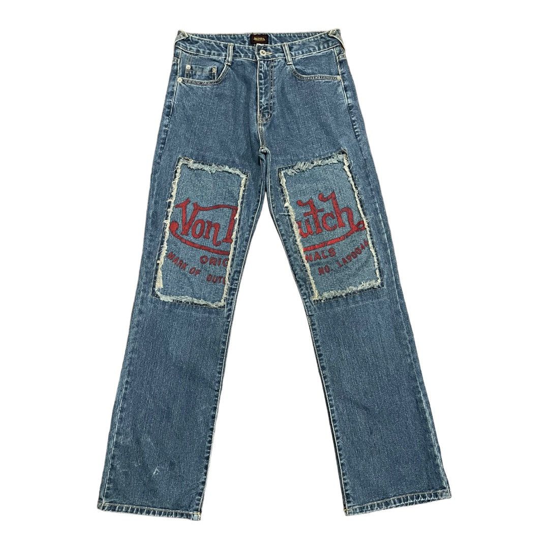 image of Very Von Dutch von Dutch Rugged Grunge Thight Spellout Logo Jeans in Blue, Men's (Size 30)