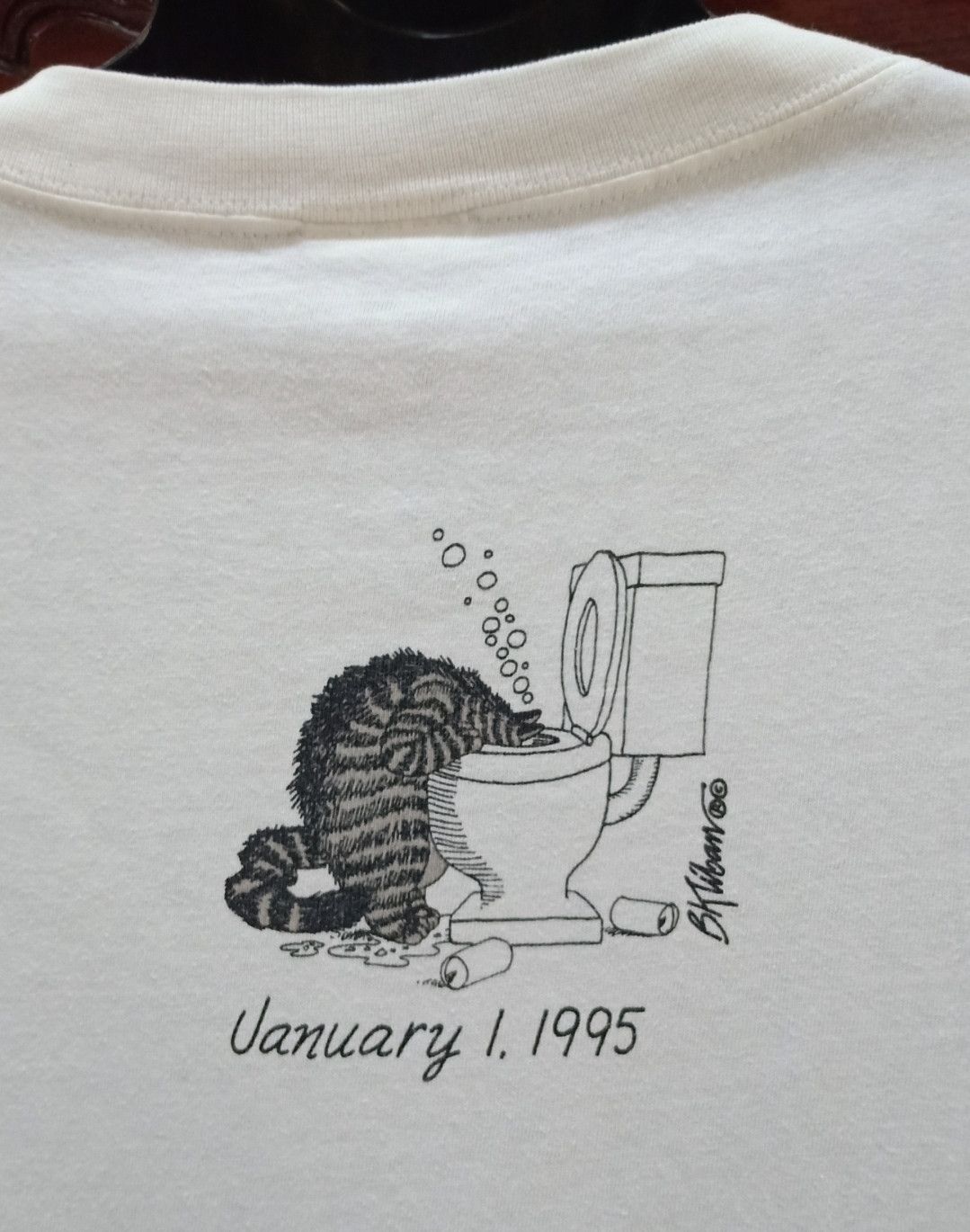 Vintage Vintage 90s B Kliban Cat "Happy New Year" T-shirt Size US L / EU 52-54 / 3 - 3 Thumbnail