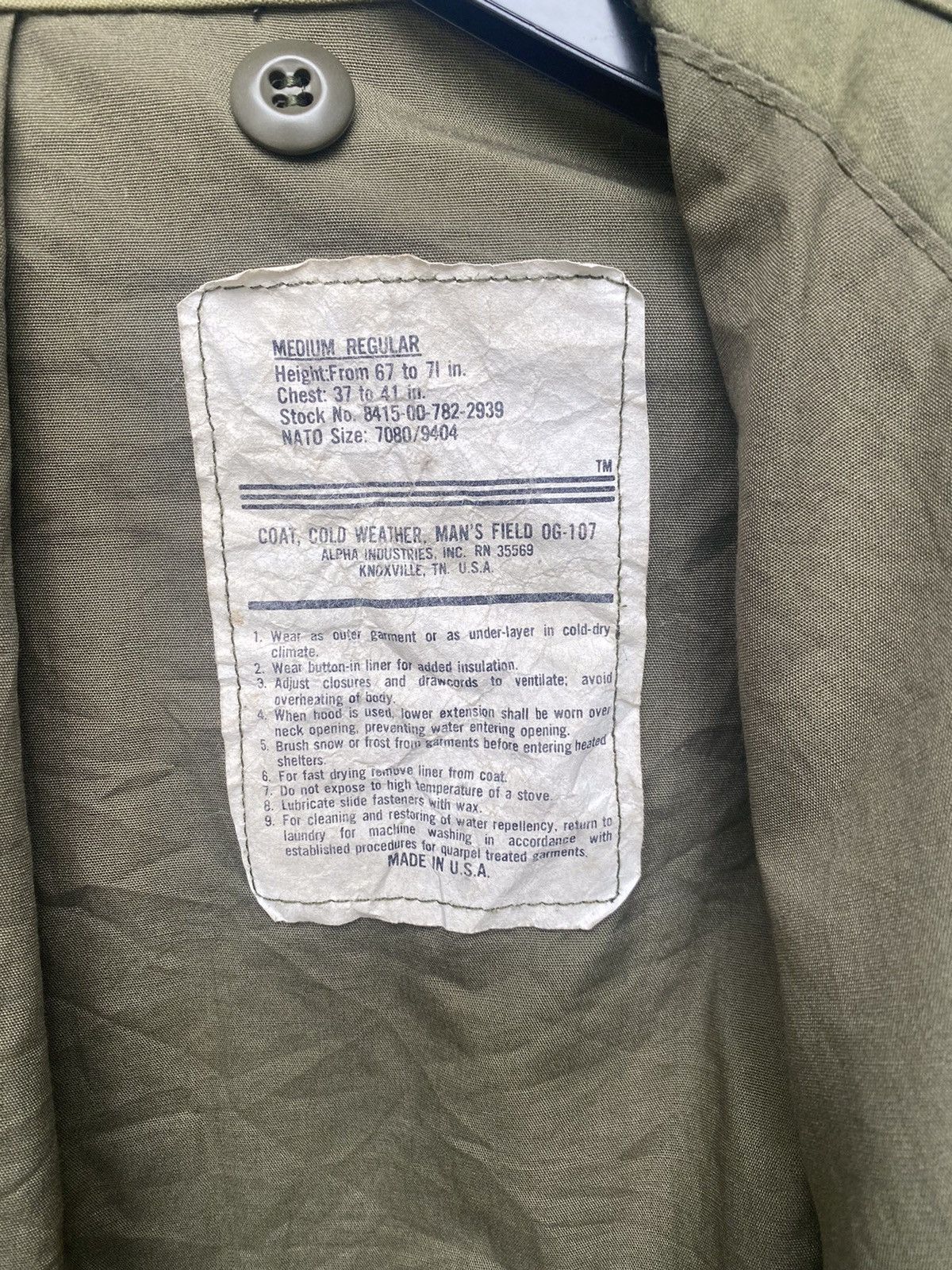 Buzz Rickson's VINTAGE M65 FIELD JACKET ALPHA INDUSTRIES JACKET SPECIAL FOX Size US M / EU 48-50 / 2 - 5 Thumbnail
