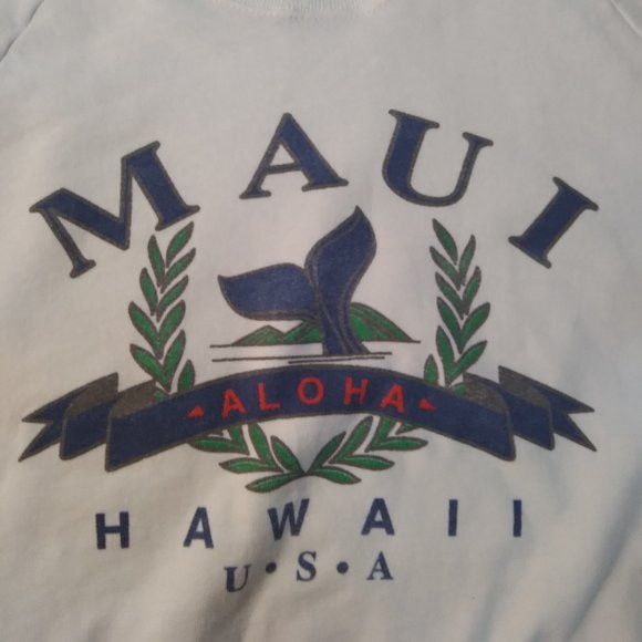 Vintage 80s Maui Hawaii Aloha Whale Tail Crest Crewneck