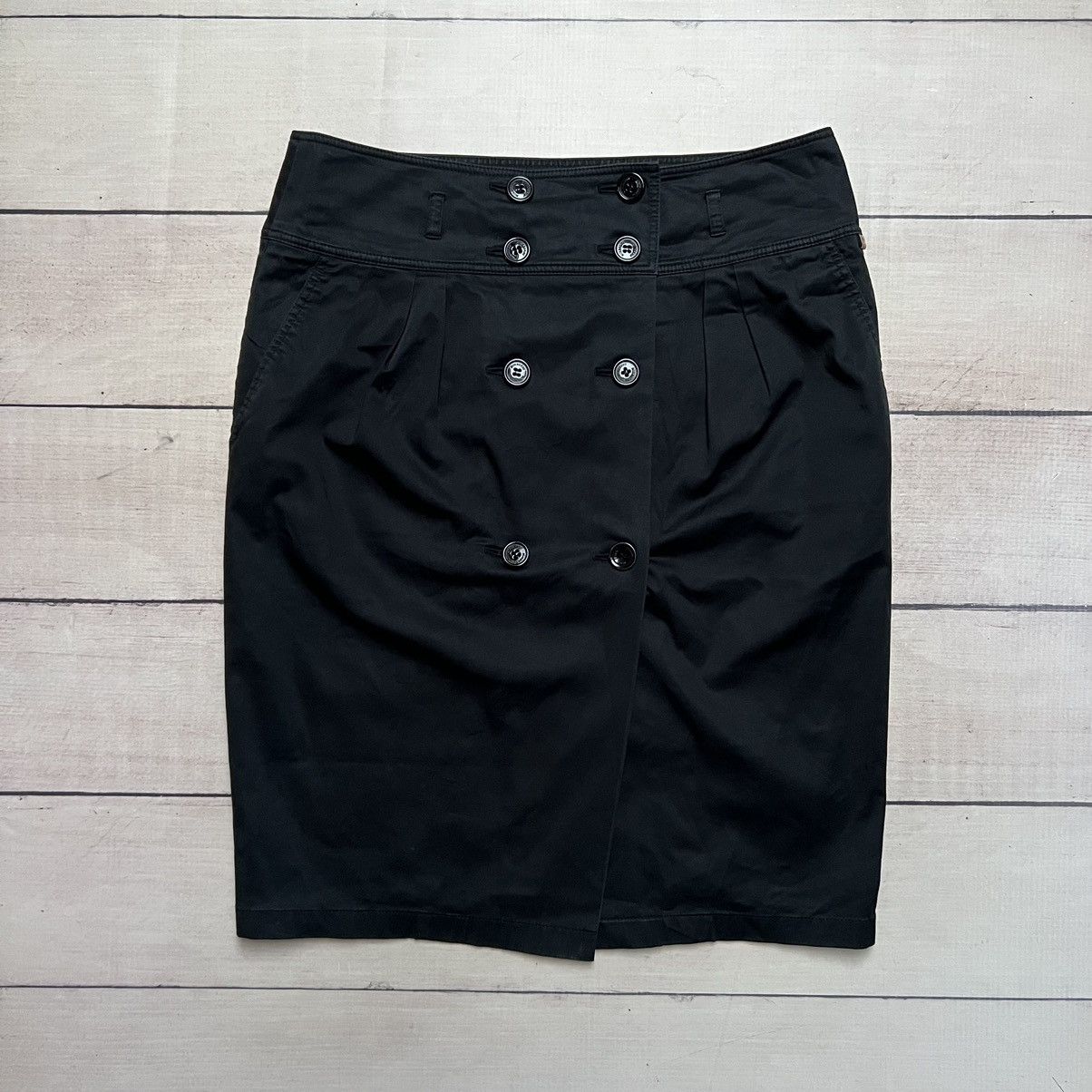 Burberry × Designer Burberry Burberrys Midi Skirt Black Buttons Y2K Size 32" / US 10 / IT 46 - 1 Thumbnail