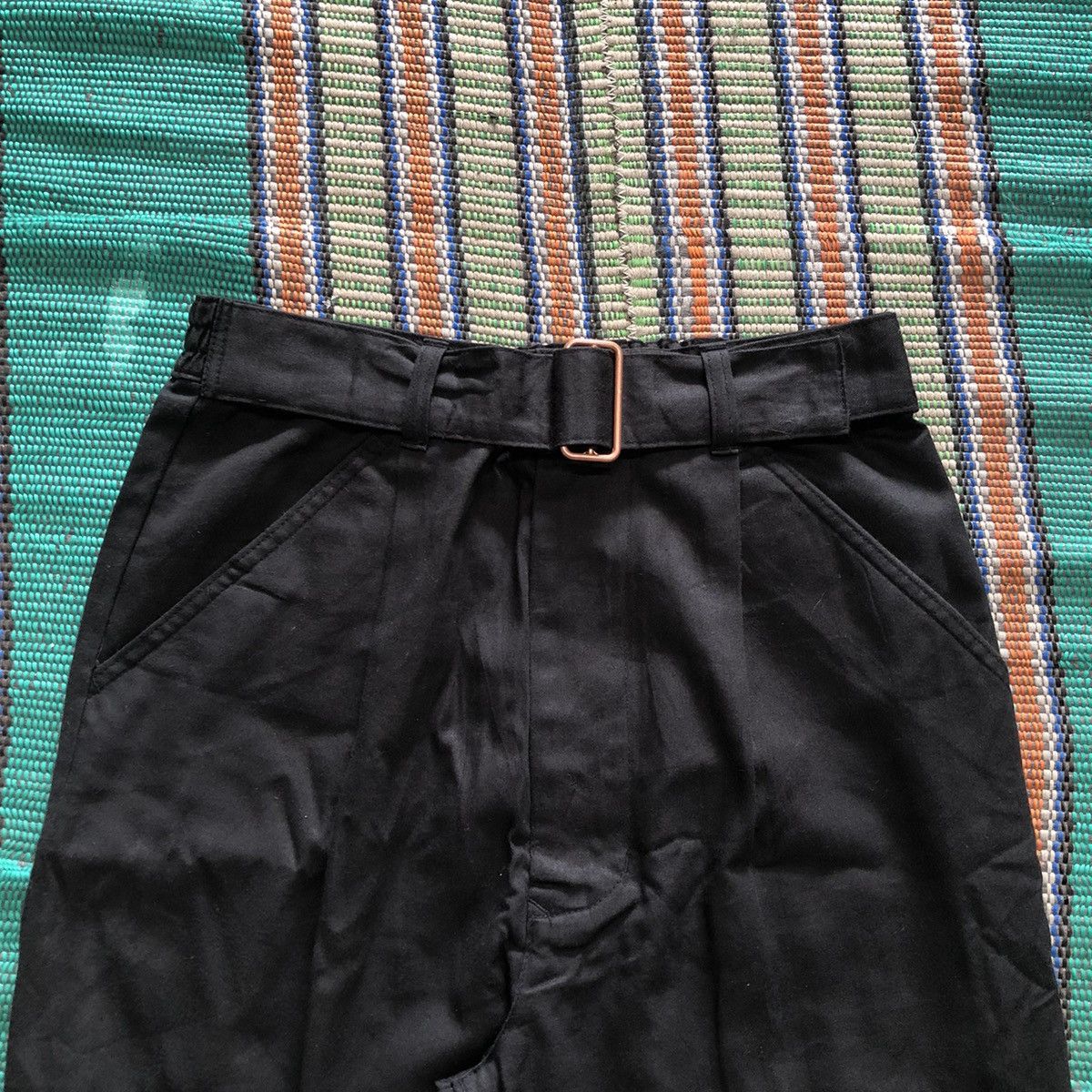 Jean Paul Gaultier Junior Gaultier Black Pleats Belted Pants Size US 30 / EU 46 - 2 Thumbnail