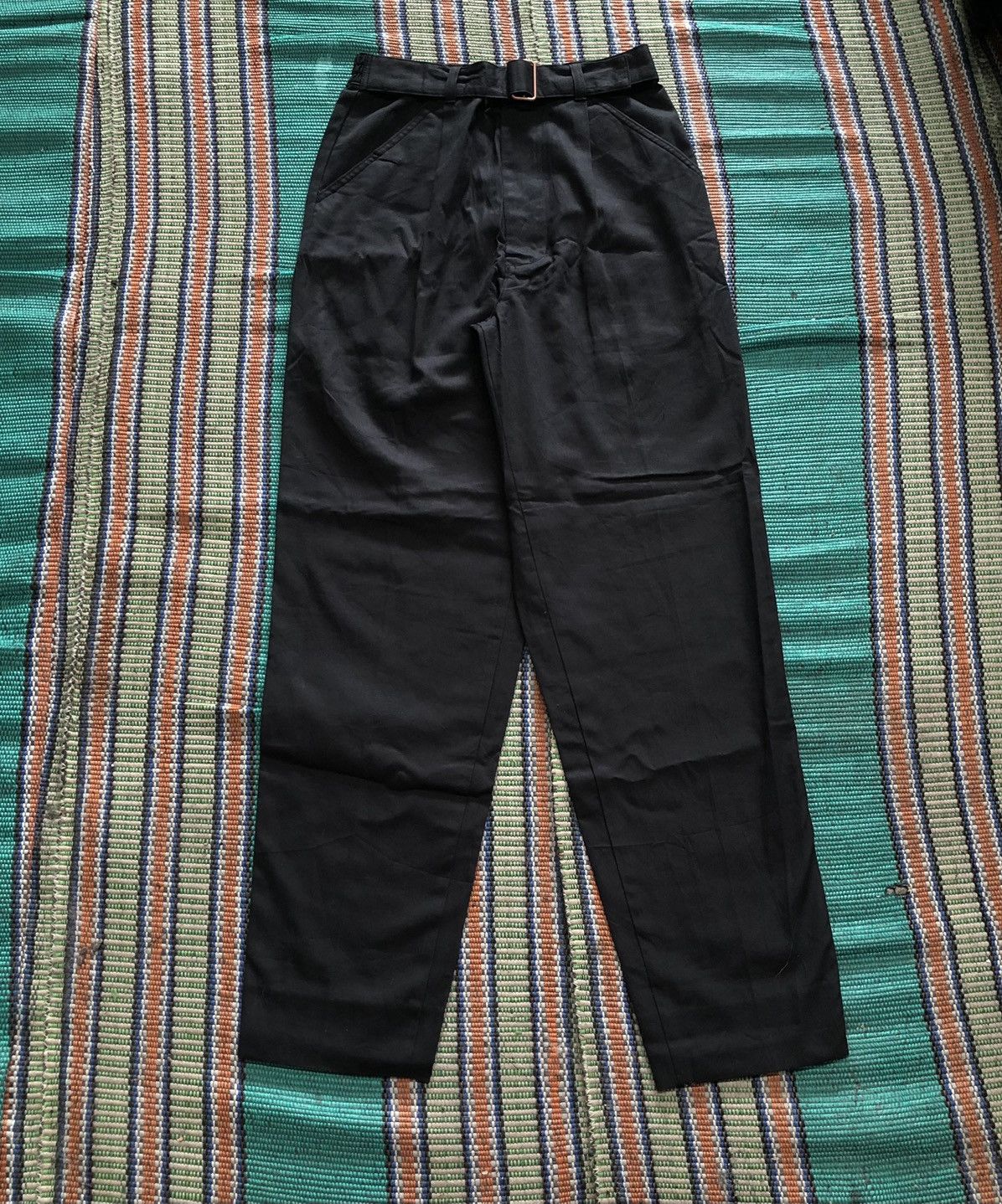 Jean Paul Gaultier Junior Gaultier Black Pleats Belted Pants Size US 30 / EU 46 - 1 Thumbnail