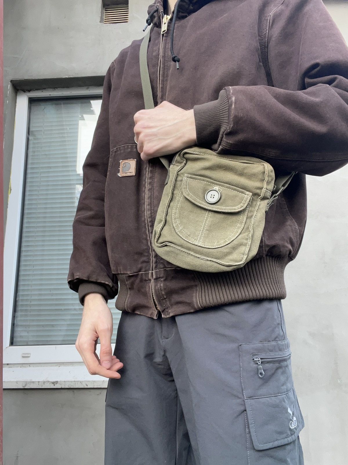 Japanese Brand Vintage Minimalism Bag Military Japanese Style Faded Canvas Size ONE SIZE - 7 Thumbnail
