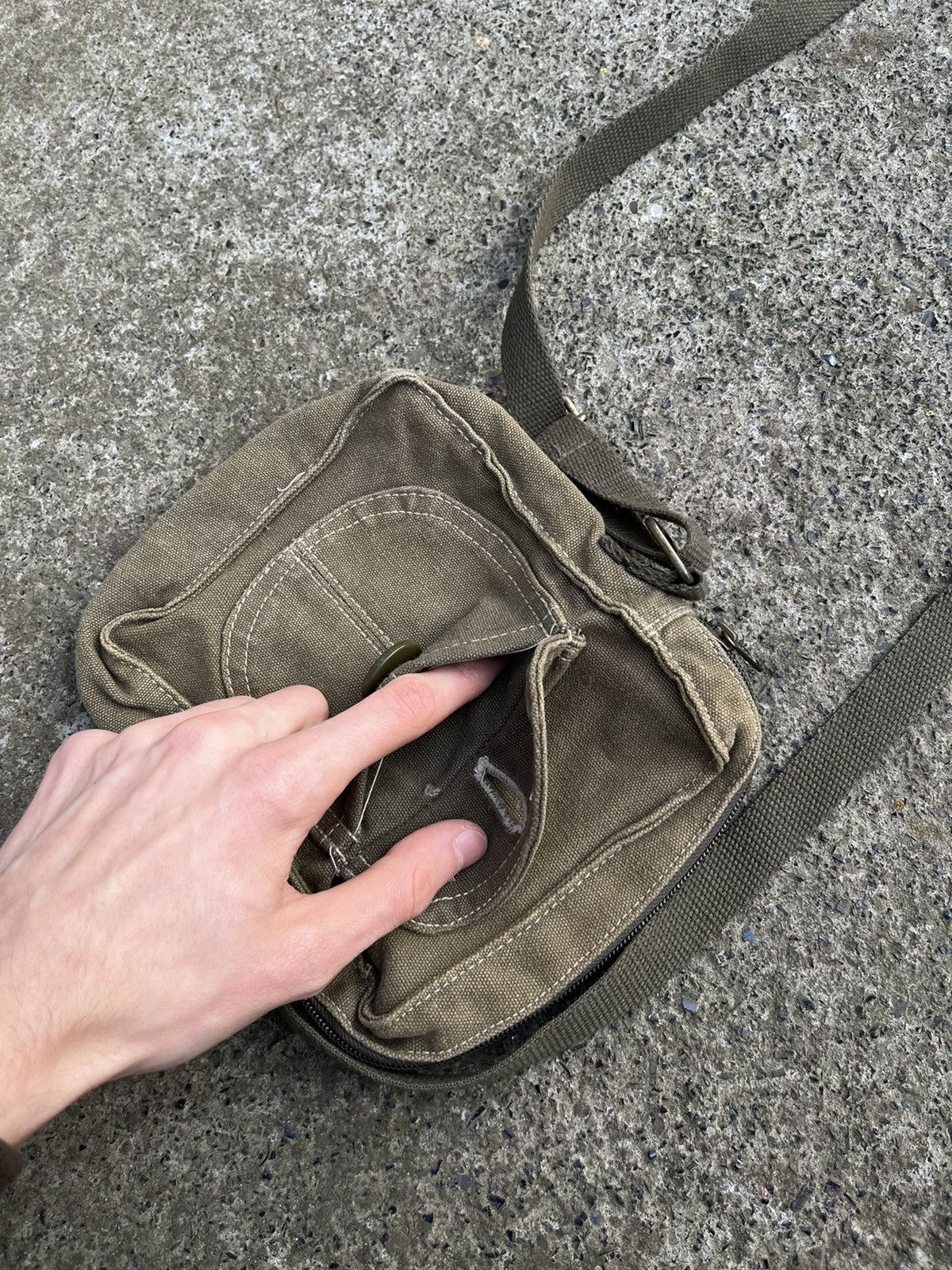 Japanese Brand Vintage Minimalism Bag Military Japanese Style Faded Canvas Size ONE SIZE - 4 Thumbnail