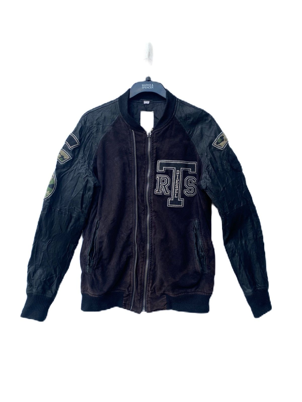 DIESEL RTS VARSITY JACKET LEATHER SLEEVE