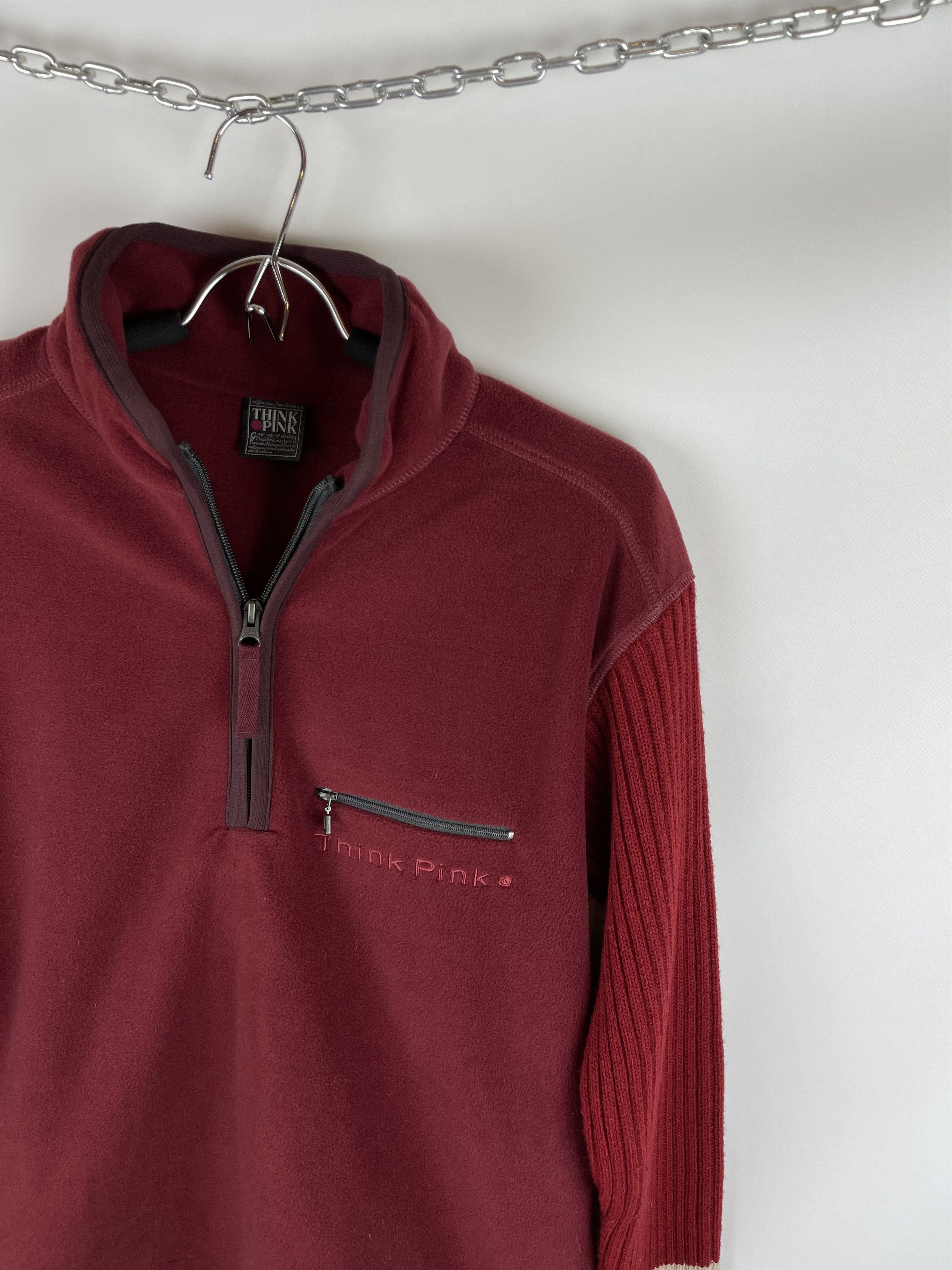 Japanese Brand Think Pink vintage fleece with wool sleeve hype jacket Size US S / EU 44-46 / 1 - 3 Thumbnail