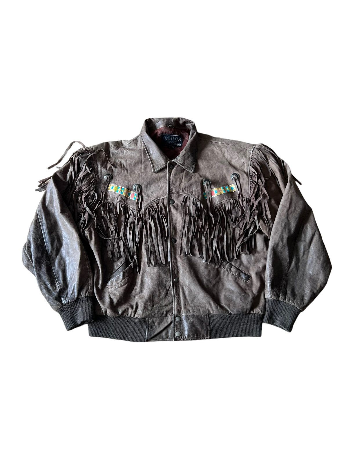 Vintage Vintage 70s Fringe Leather Jacket Indigenous Native Genuine Size US XL / EU 56 / 4 - 2 Thumbnail