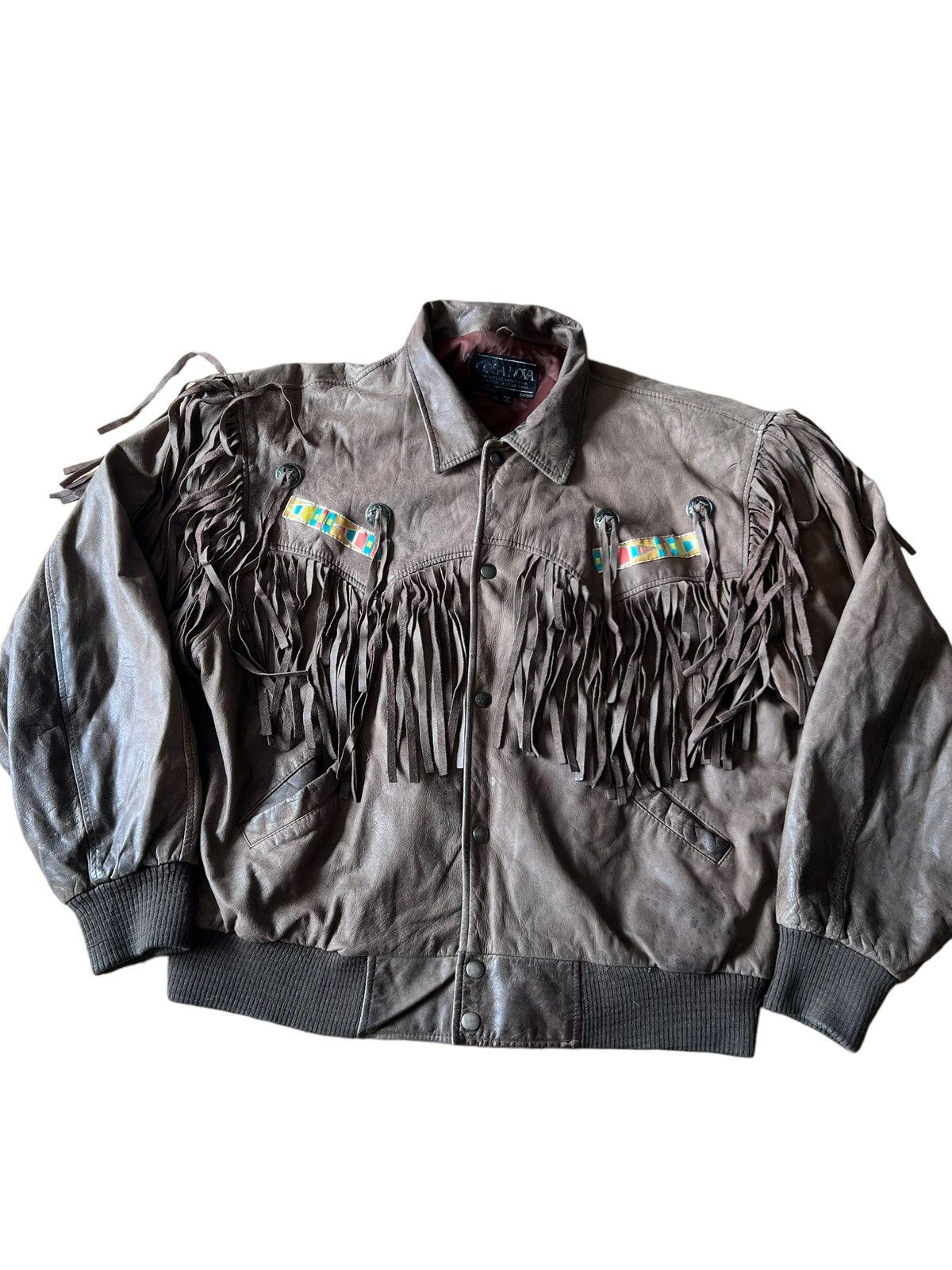 Vintage Vintage 70s Fringe Leather Jacket Indigenous Native Genuine Size US XL / EU 56 / 4 - 3 Thumbnail