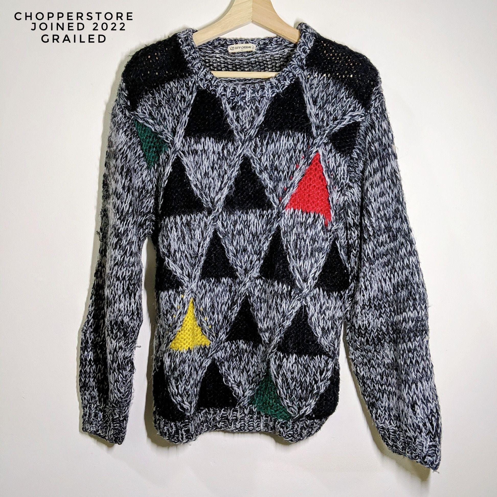 Vintage City Casual Logo Triangle Knitwear Sweater Jumper
