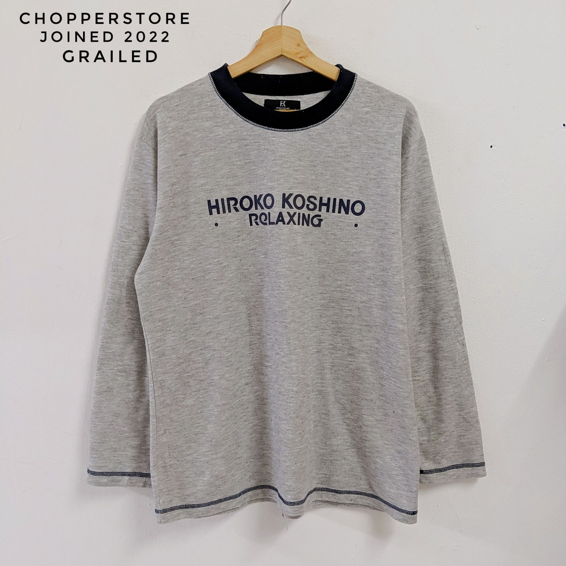 Hiroko Koshino Homme × Japanese Brand × Vintage Vintage HIROKO KOSHINO Japan Relaxing Sweatshirt Knitwear Size US L / EU 52-54 / 3 - 1 Thumbnail