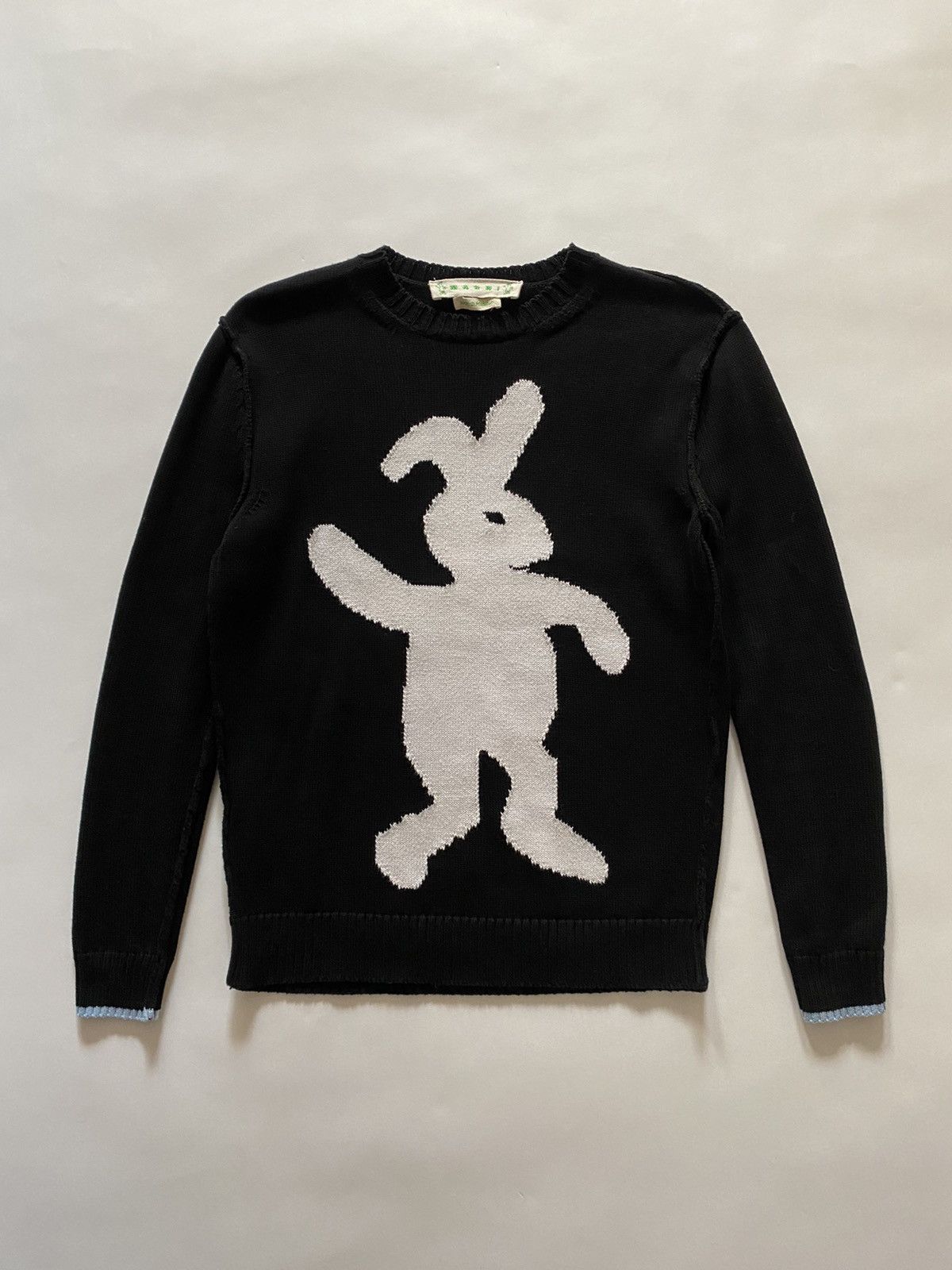 Image of Marni Ss19 “Dance Bunny” Cotton Knit Sweater in Black, Men's (Size Small)