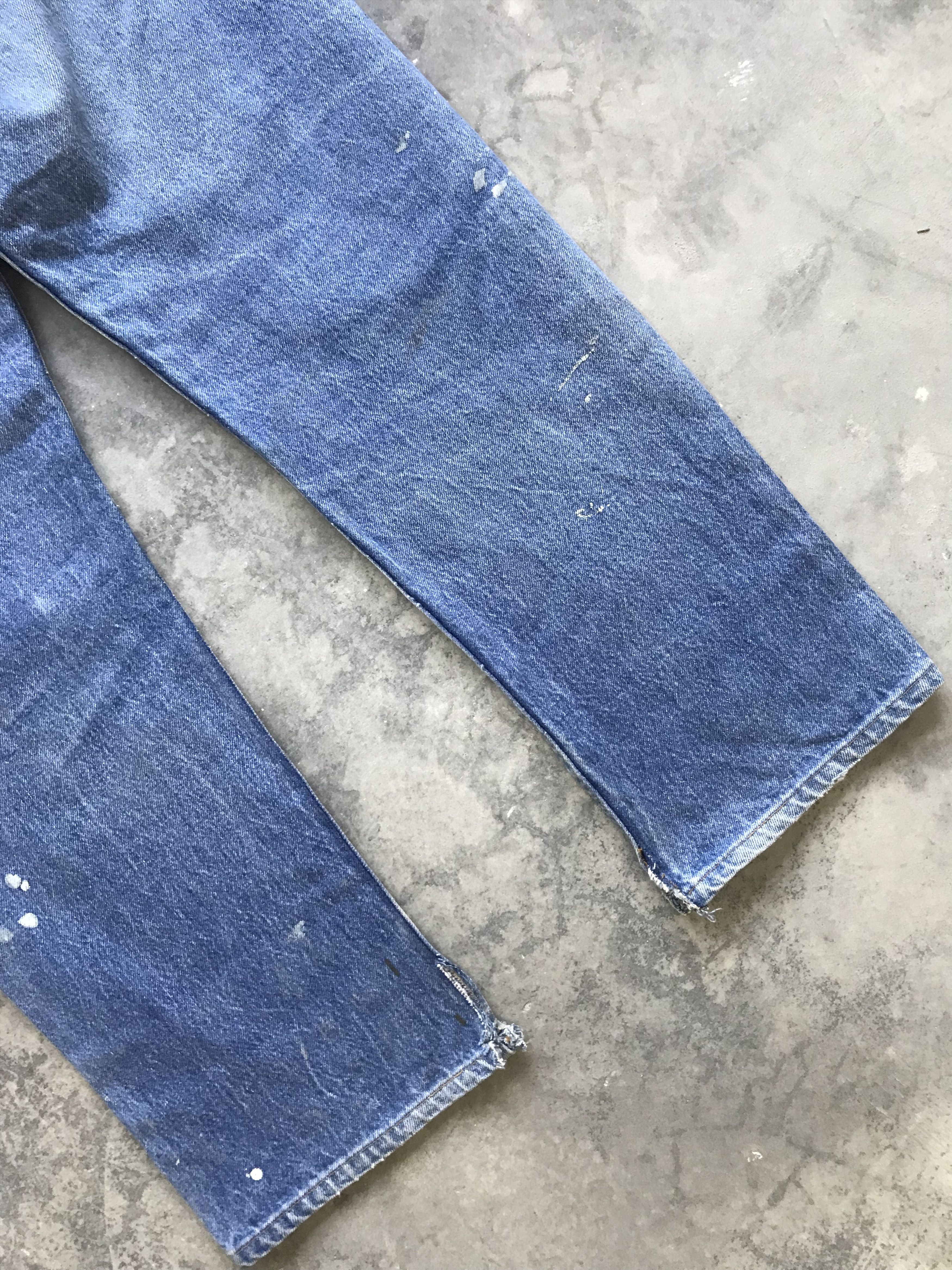 Levi's VLEV4 - Vintage Levis 501 Painted Distressed Denim Size US 31 - 14 Thumbnail