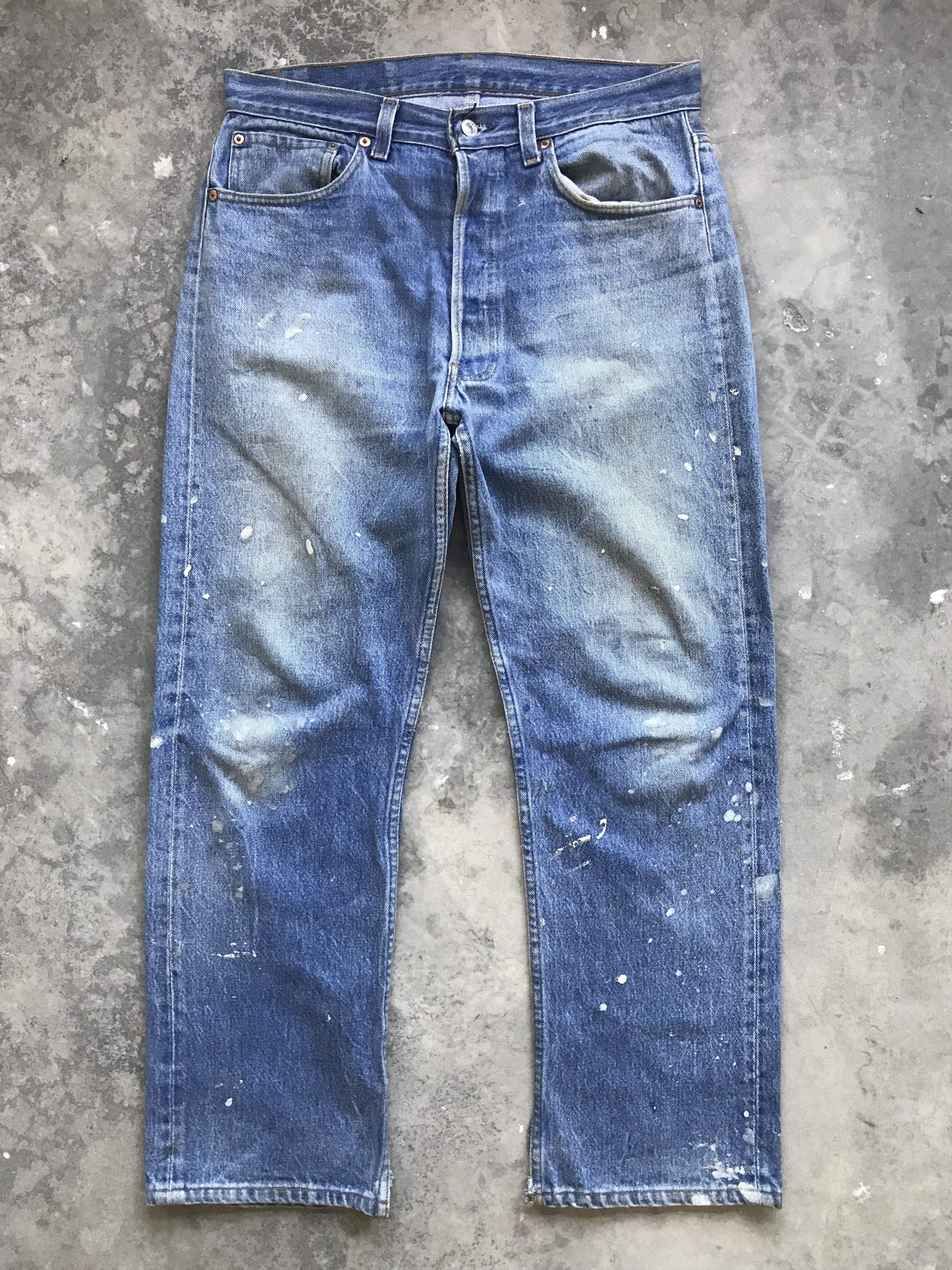 Levi's VLEV4 - Vintage Levis 501 Painted Distressed Denim Size US 31 - 1 Thumbnail