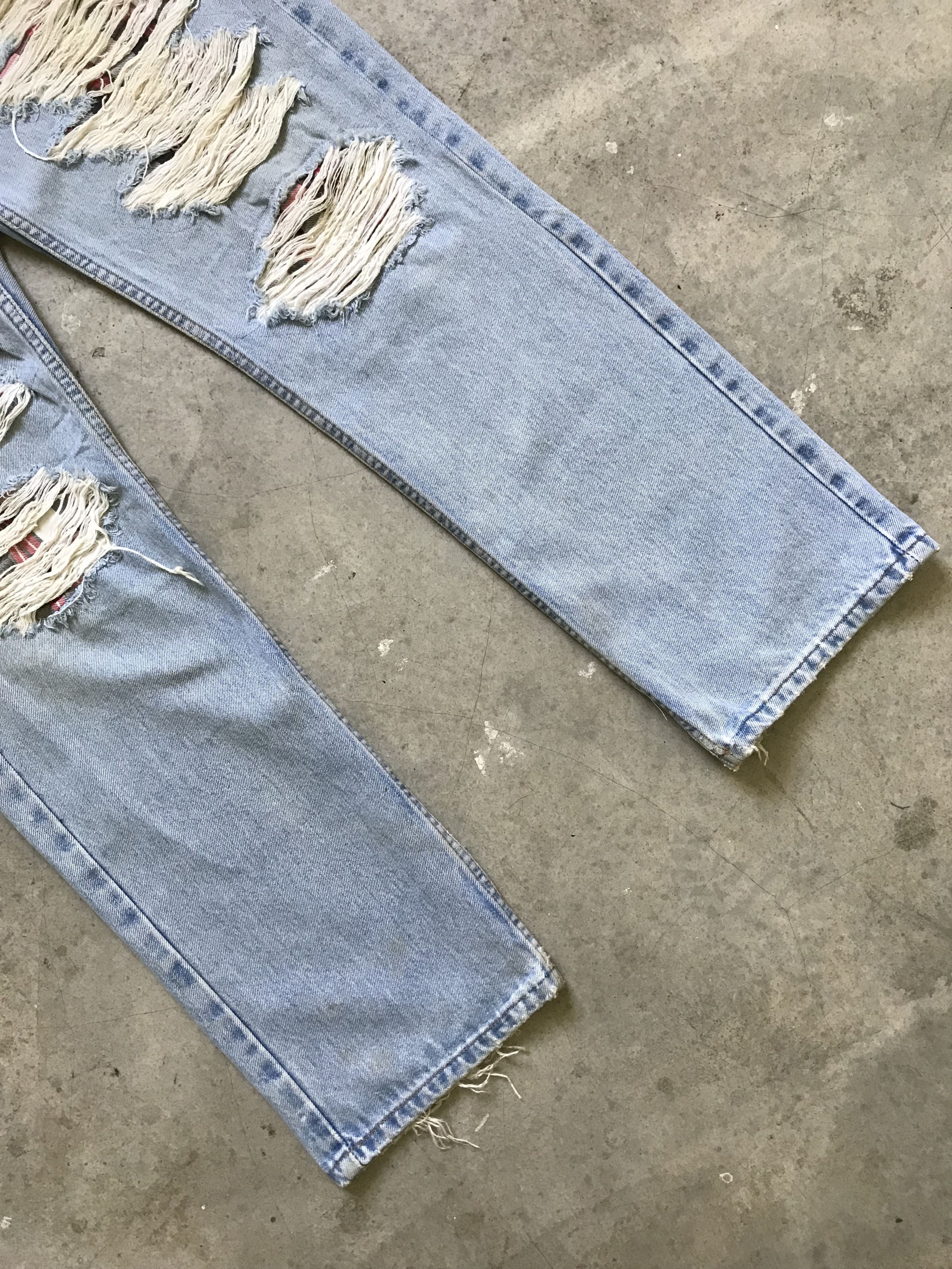 Levi's VLEV8 - Vintage Levis x Plaid Knee Distressed Denim Size US 34 / EU 50 - 3 Thumbnail
